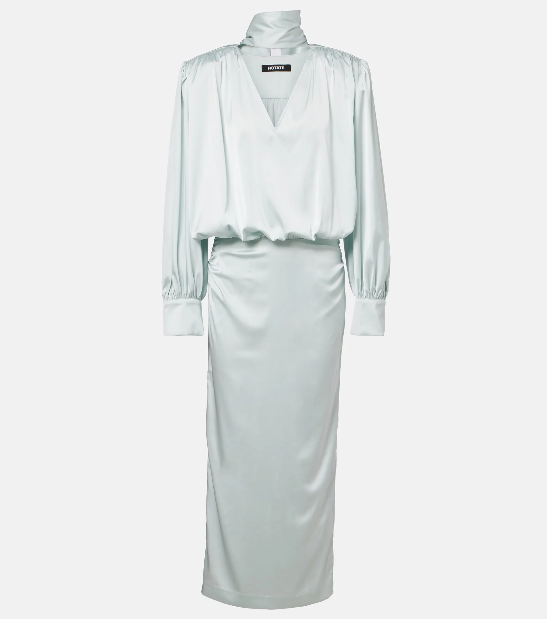 Scarf-detail satin midi dress - 1