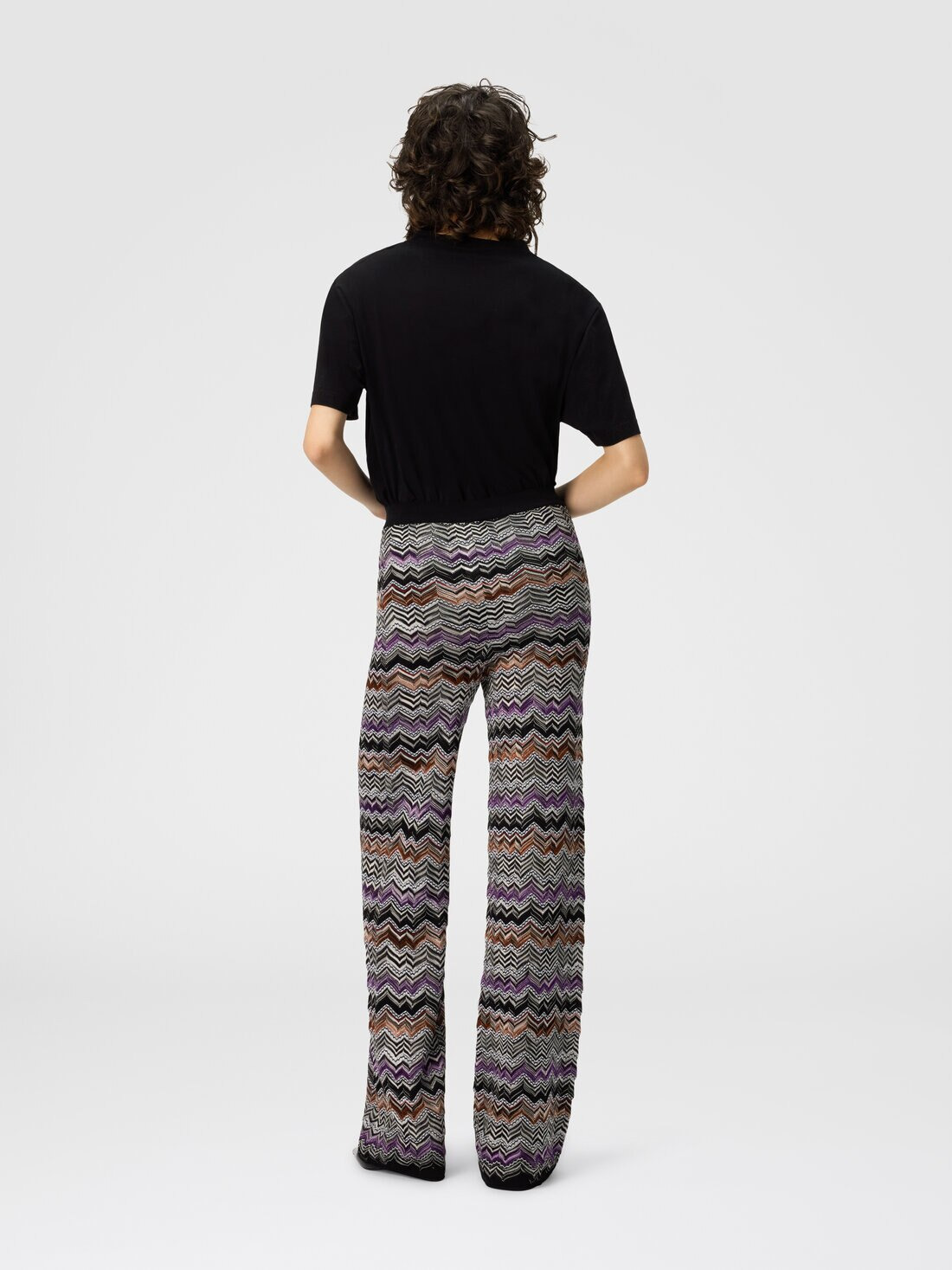 Straight Long Pants in English Rib Knit - 3