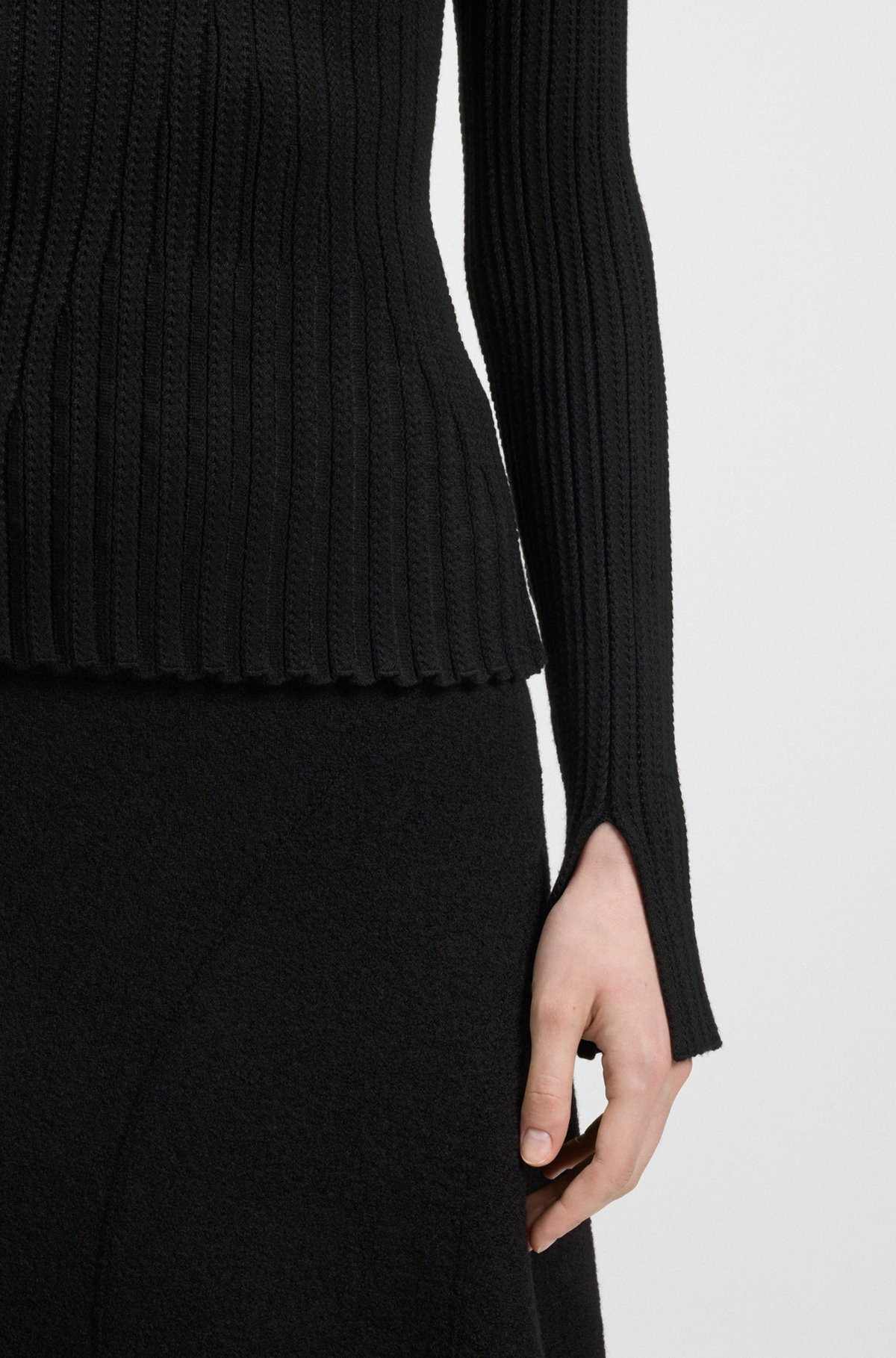 KNITTED SWEATER IN STRETCH FABRIC WITH TWO-TONE PATTERN - 5