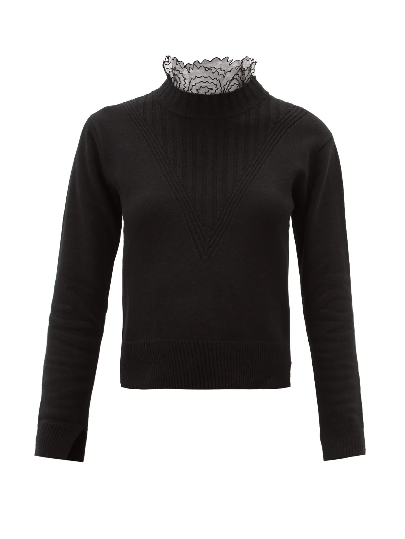 Scalloped-collar knitted sweater - 1