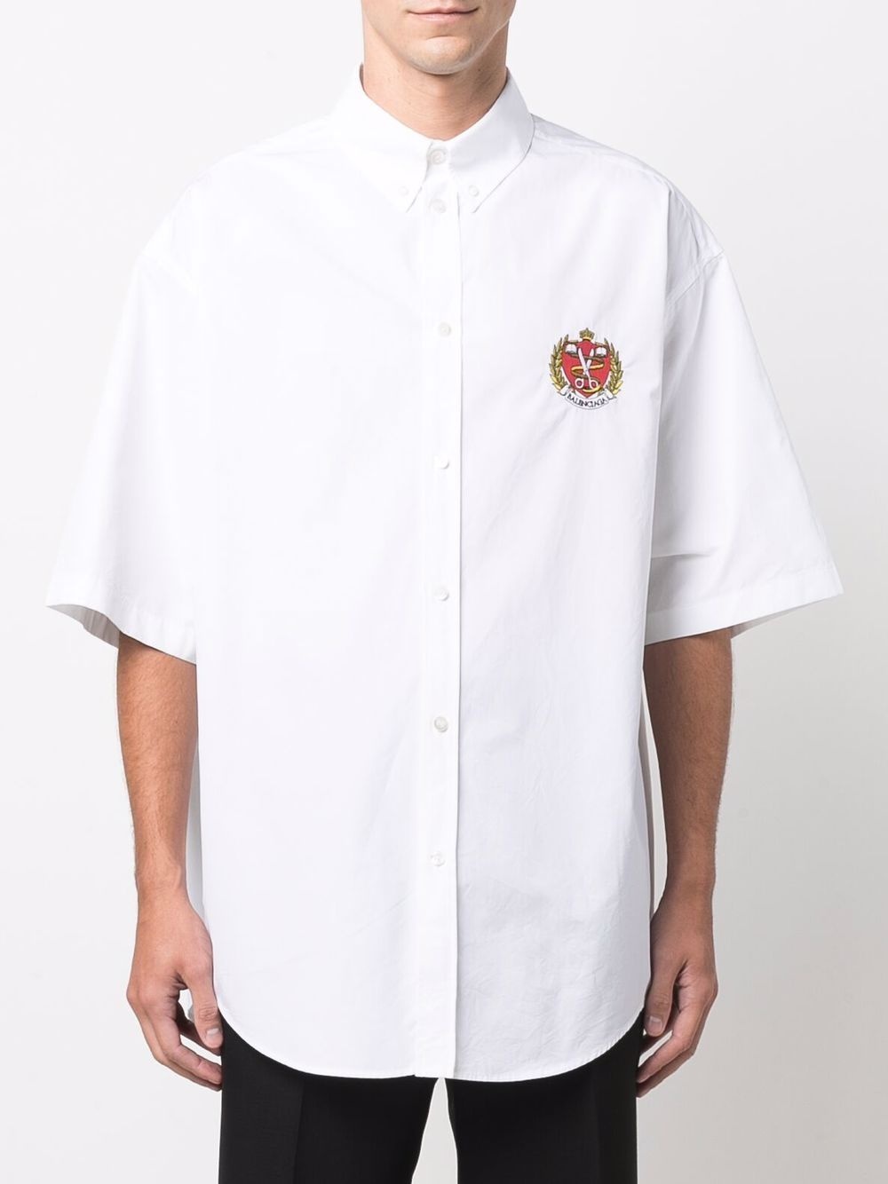 logo-embroidered button-down shirt - 3