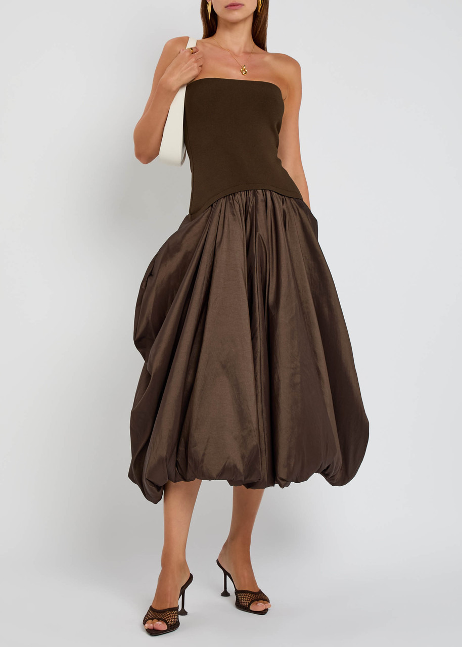 Simkhai Izzy Strapless Ribbed-knit and Shell Midi Dress - 4