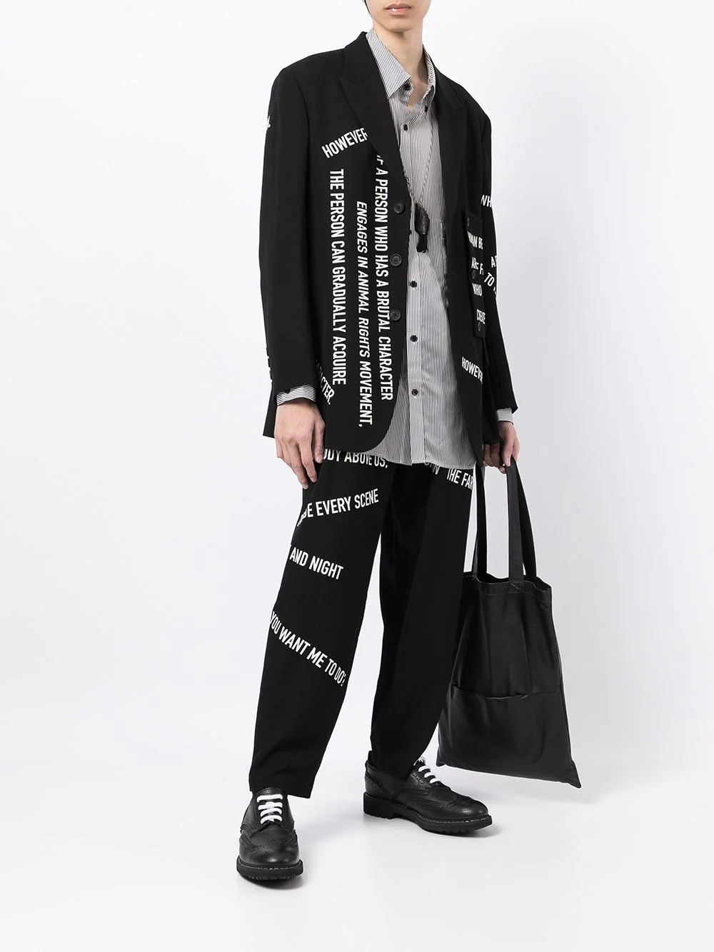 slogan-print dropped-crotch trousers - 2