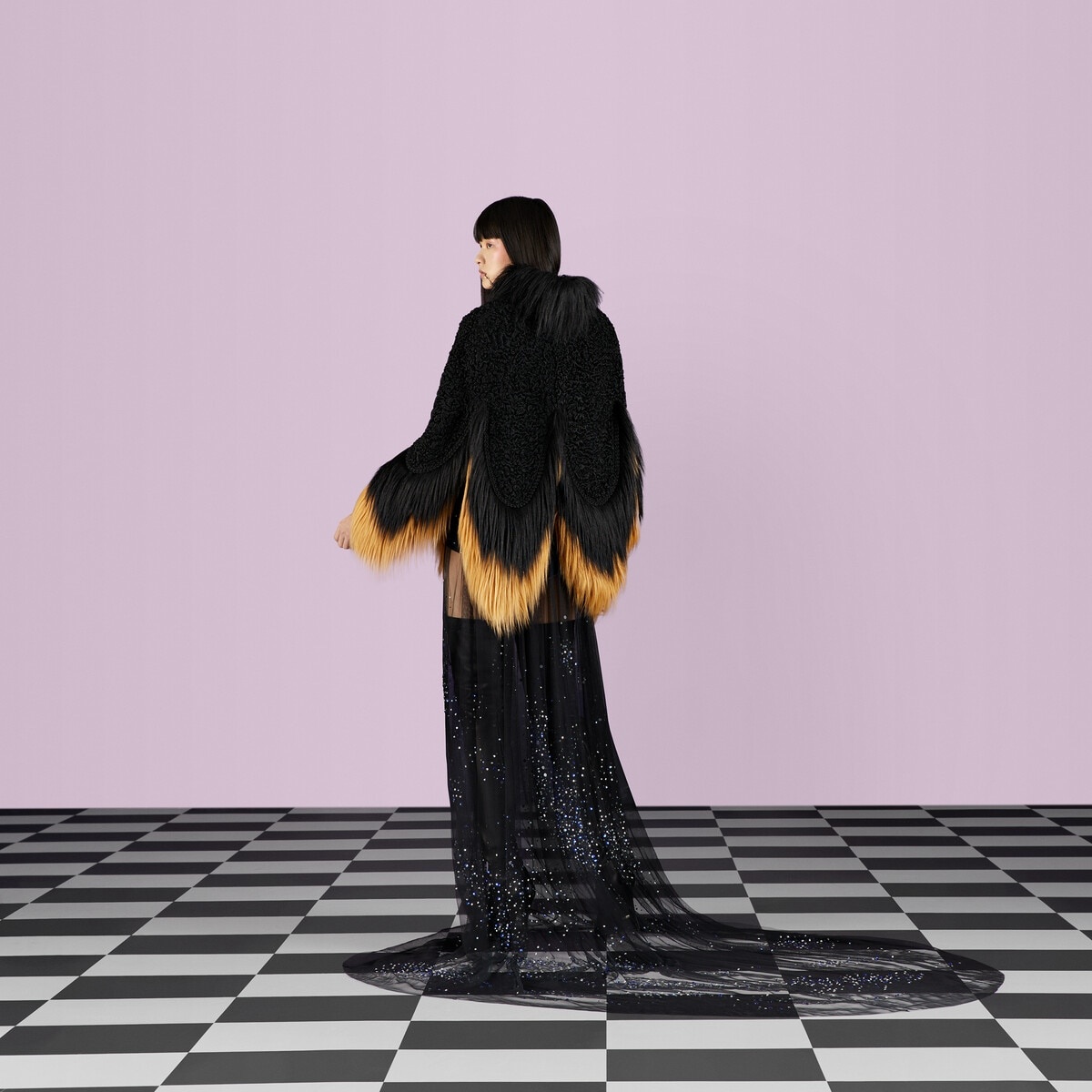 Silk gauze dress with sequins - 3