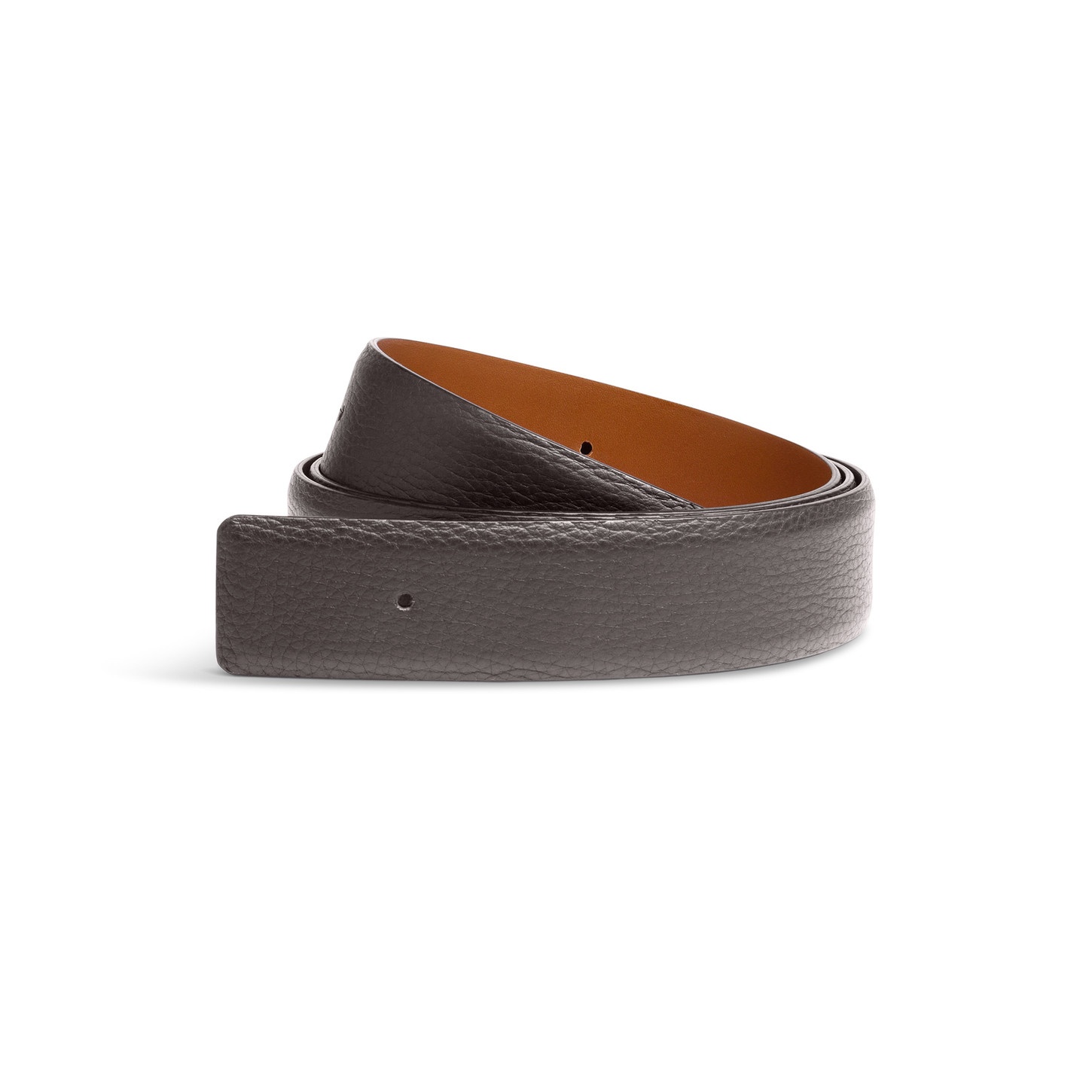 Dark brown tumbled leather belt strap - 1