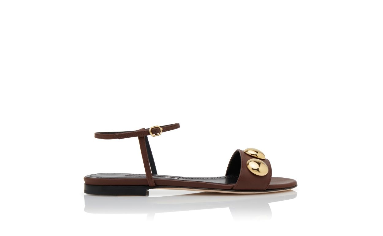 Dark Brown Calf Leather Open Toe Sandals - 1