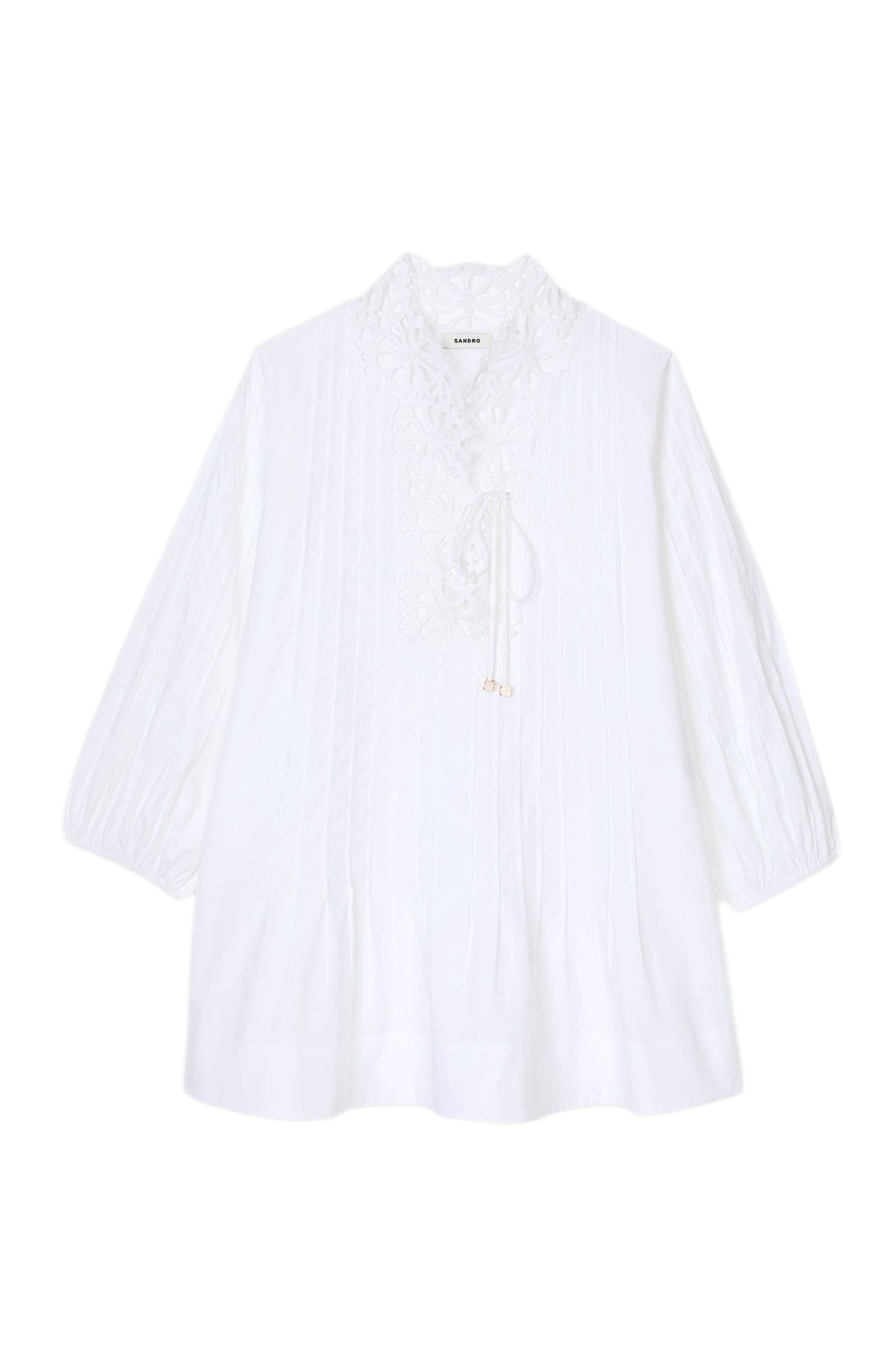 SANDRO Short dress with lace detail in White at Nordstrom - 6