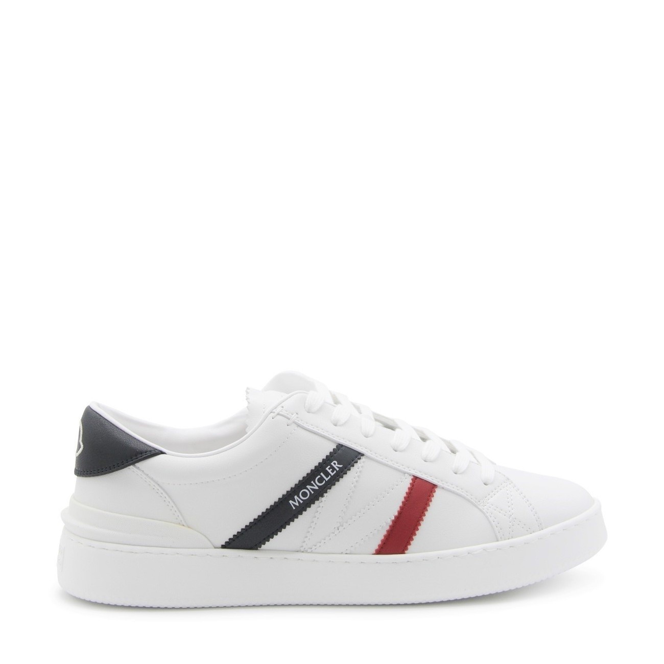 white, blue and red leather sneakers - 1