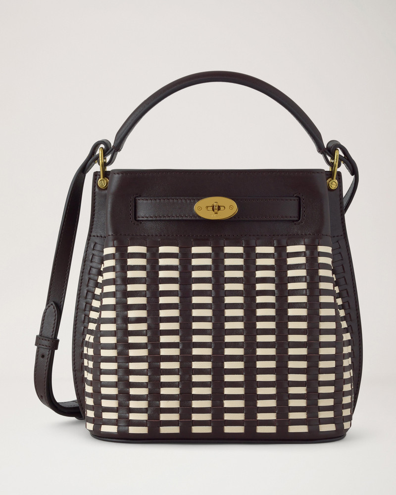 Islington Bucket Ebony & Eggshell Woven Leather 1