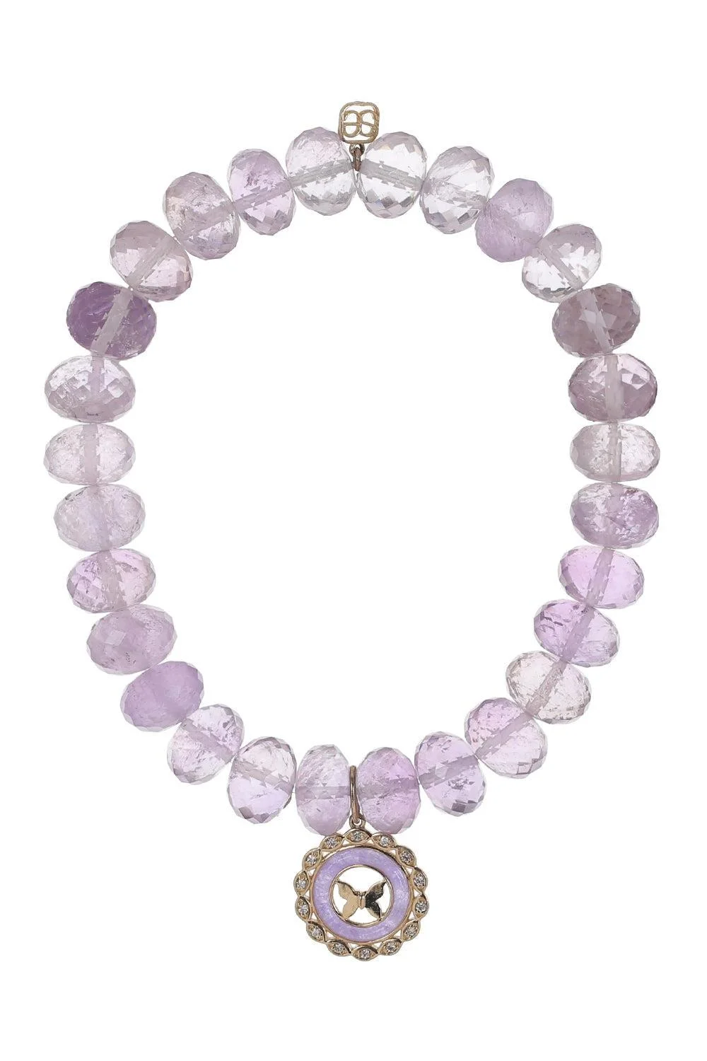 Purple Amethyst Butterfly Charm Bracelet - 1