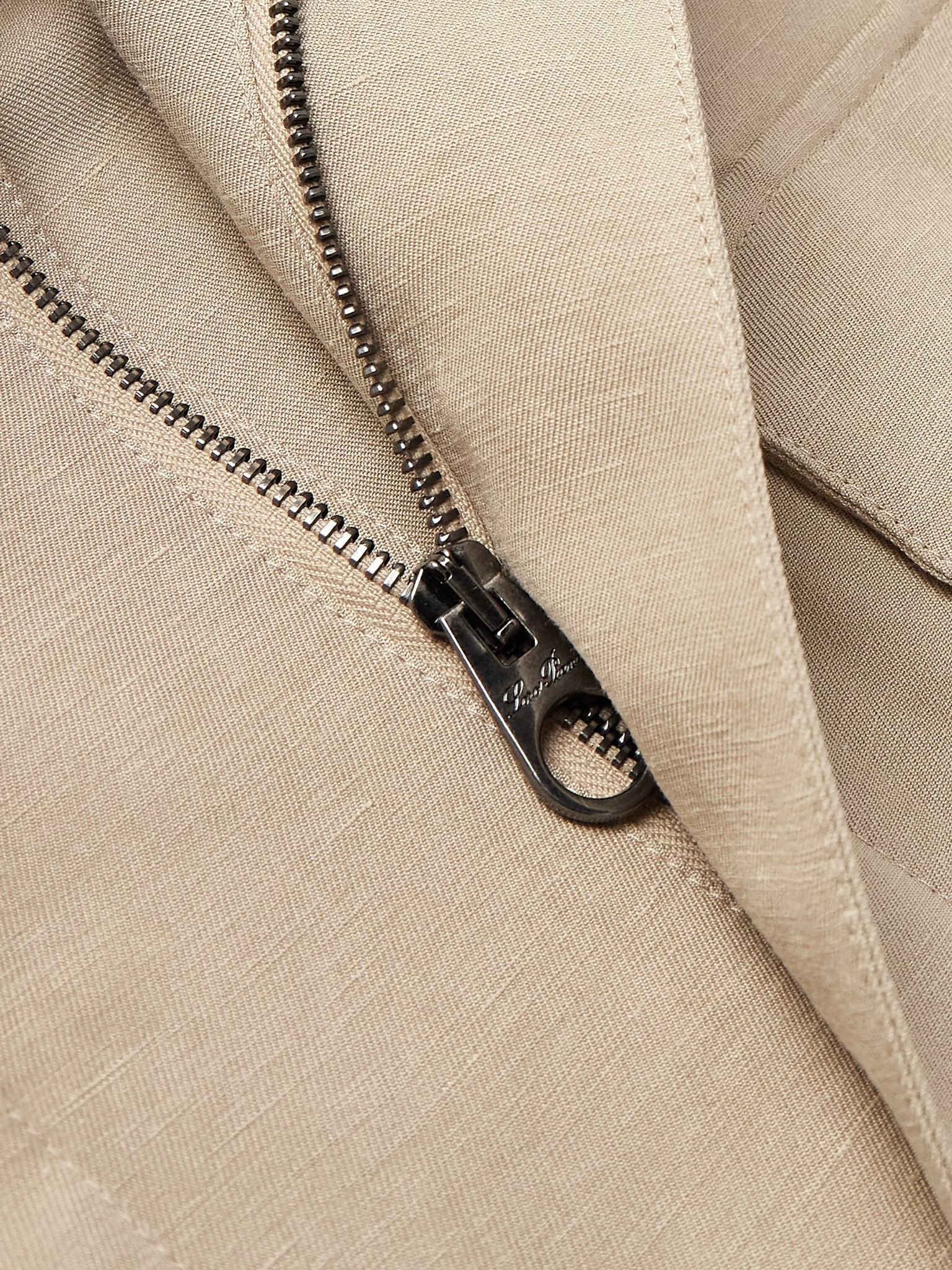 Linen and Silk-Blend Field Jacket Beige - 5