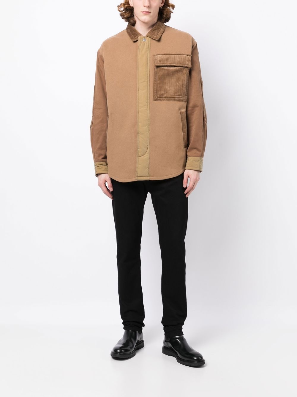 corduroy-detail shirt jacket - 2