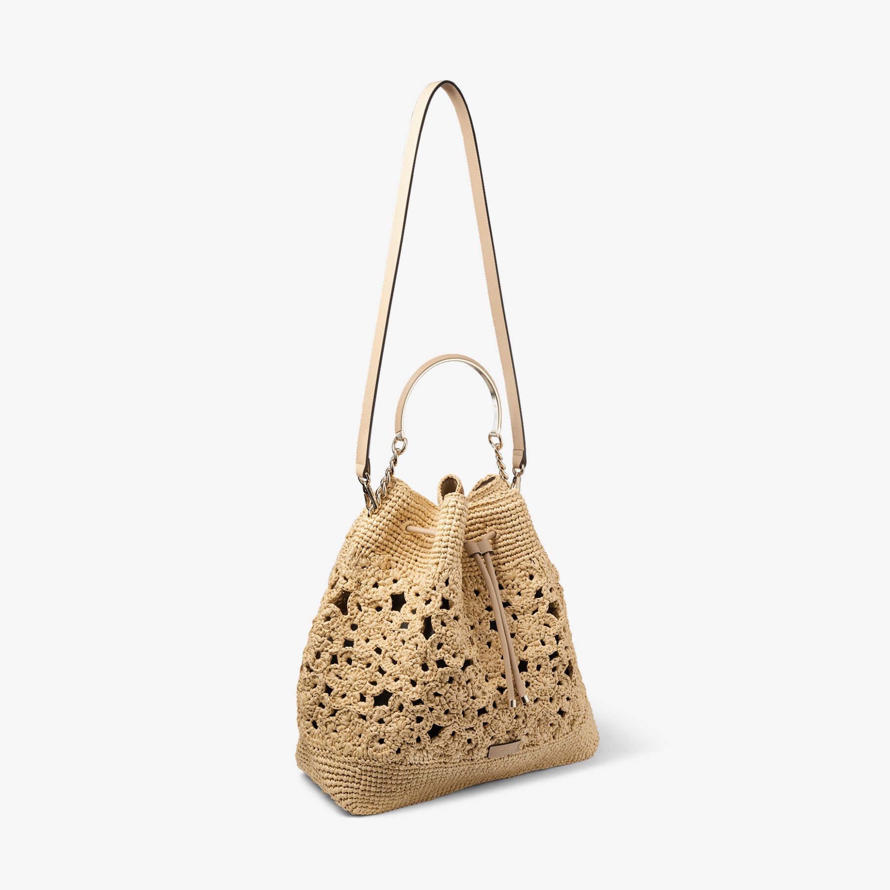 Bon Bon Bucket Maxi
Natural Floral Crochet and Smooth Leather Bucket Bag - 7