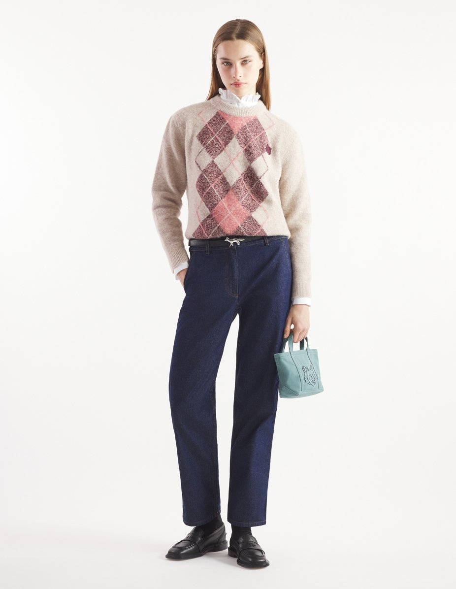 BOLD FOX HEAD PATCH ARGYLE  COMFORT JUMPER - 2