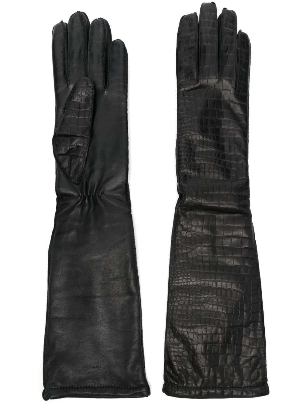 croc-effect long gloves - 1