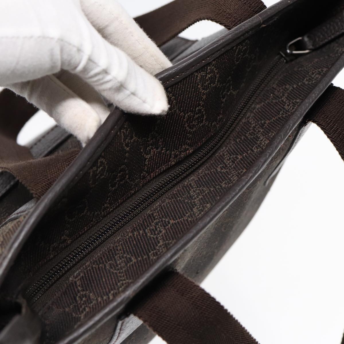 GUCCI GG Canvas Tote Bag Outlet Brown Silver - 6