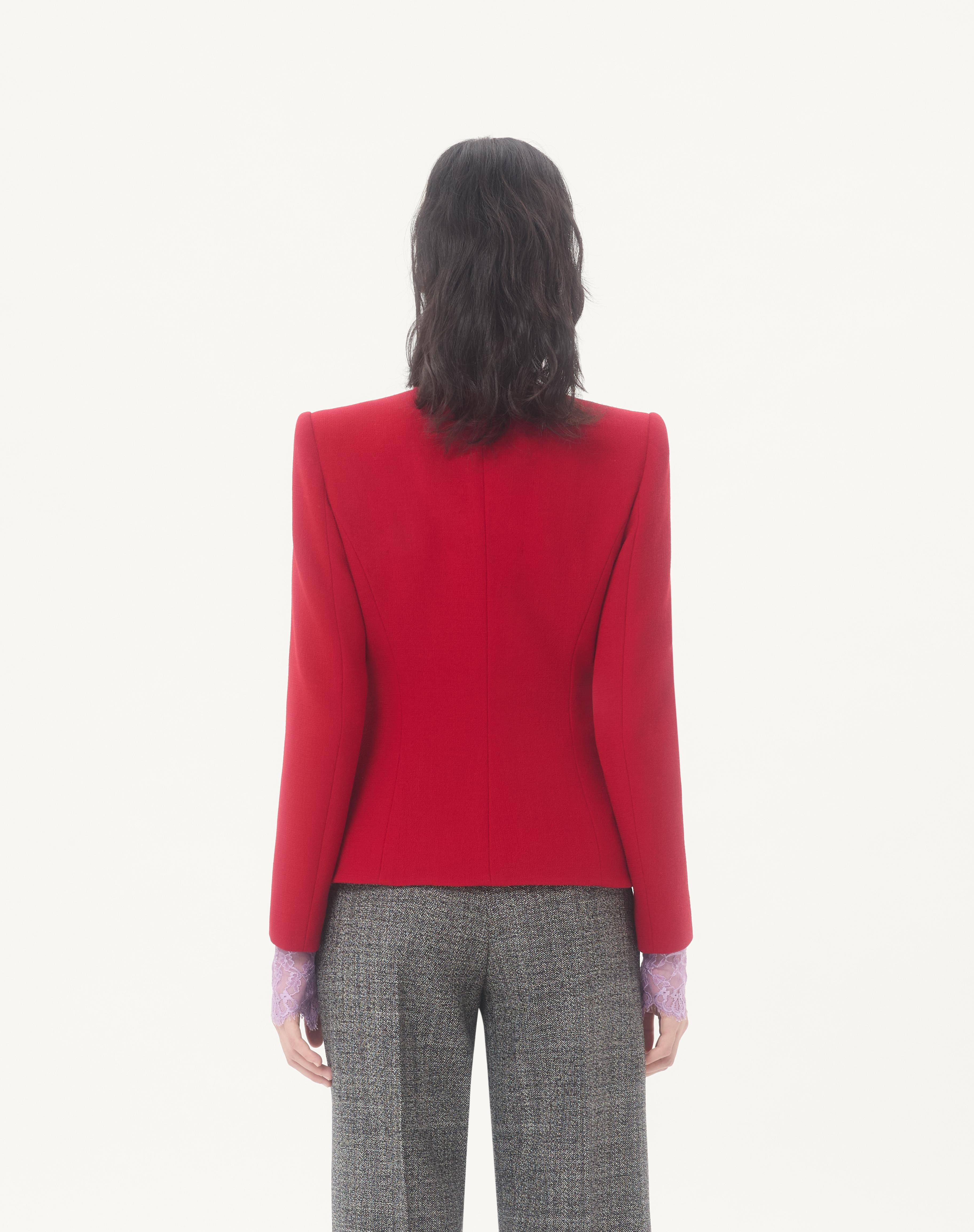 WOOL CREPE JACKET WITH CONTRASTING BOW - 7