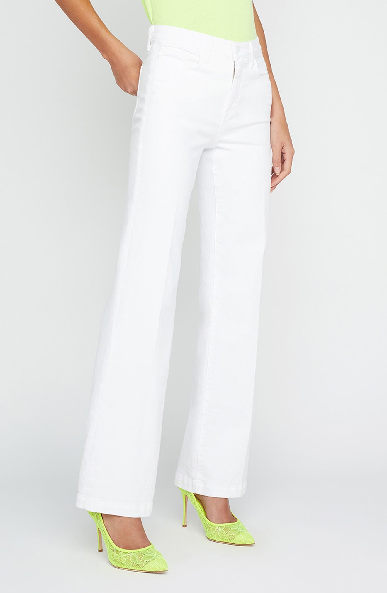 L'AGENCE Scottie High Waist Wide Leg Jeans in Blanc at Nordstrom - 3