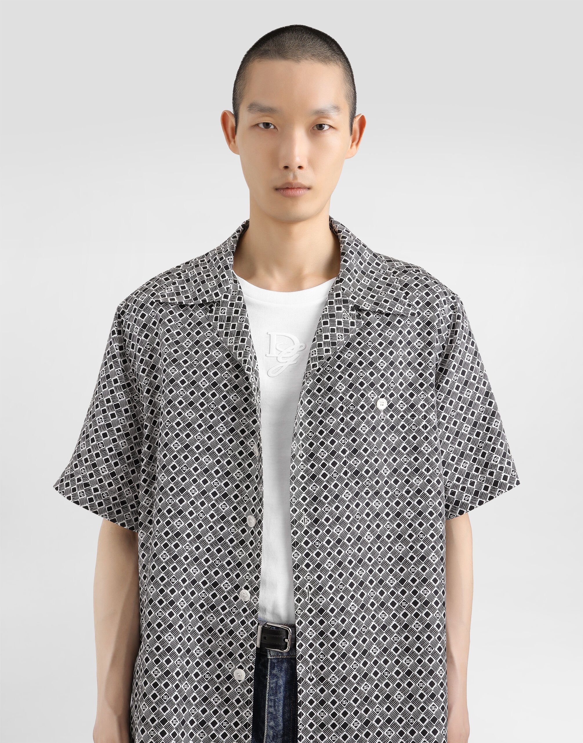 Silk shirt with tie print - 4