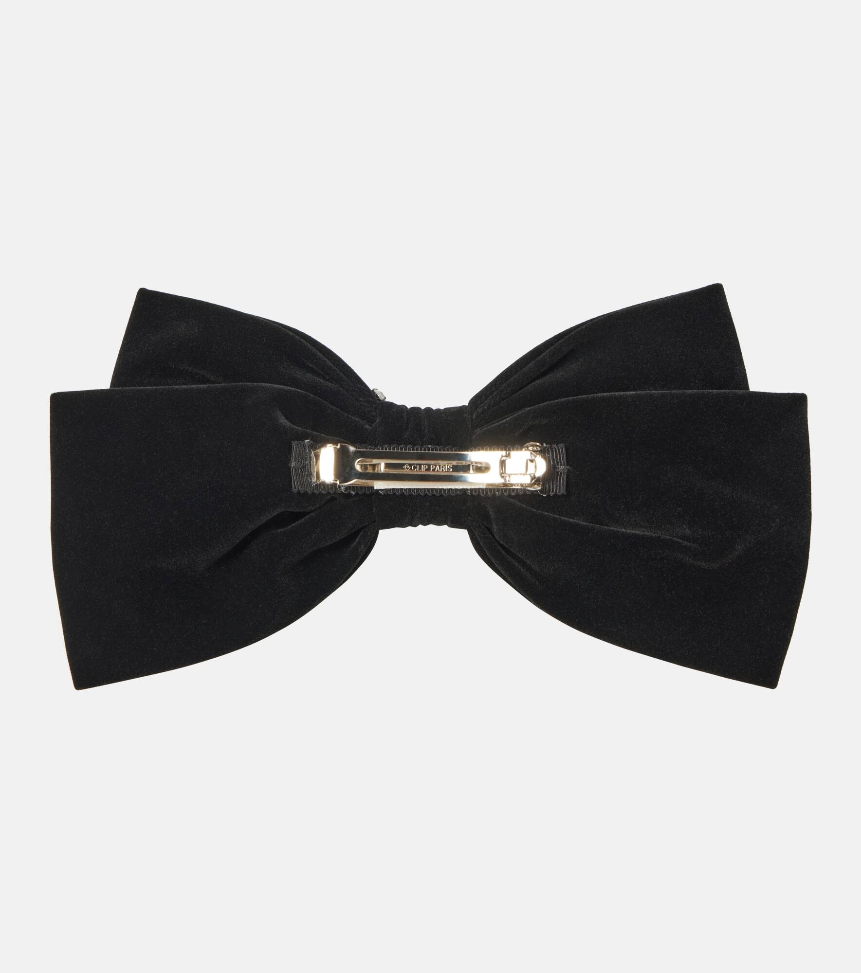 Loren crystal-embellished velvet bow barrette - 4