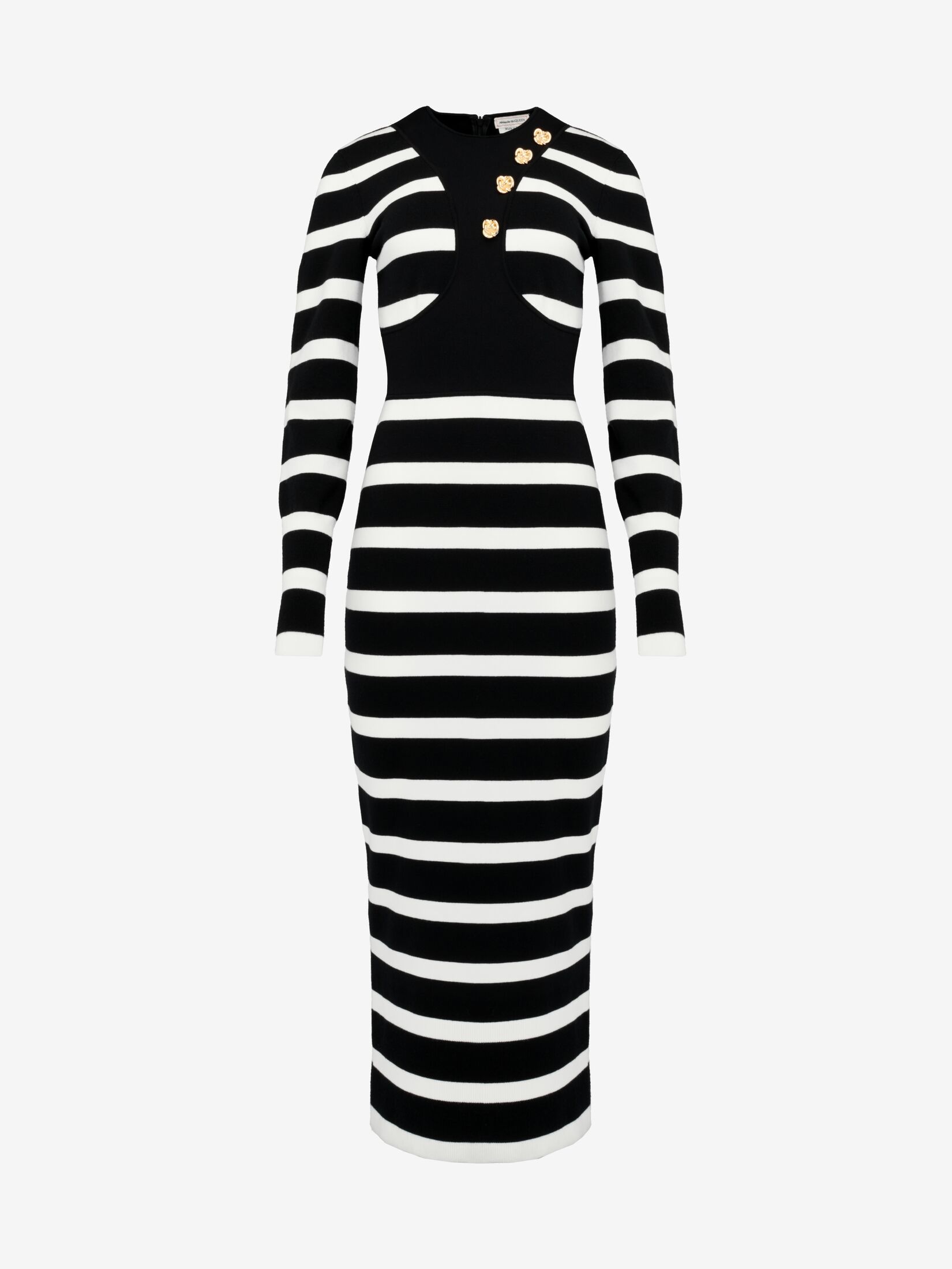 Women's Striped Pencil Dress in Black/ivory - 1