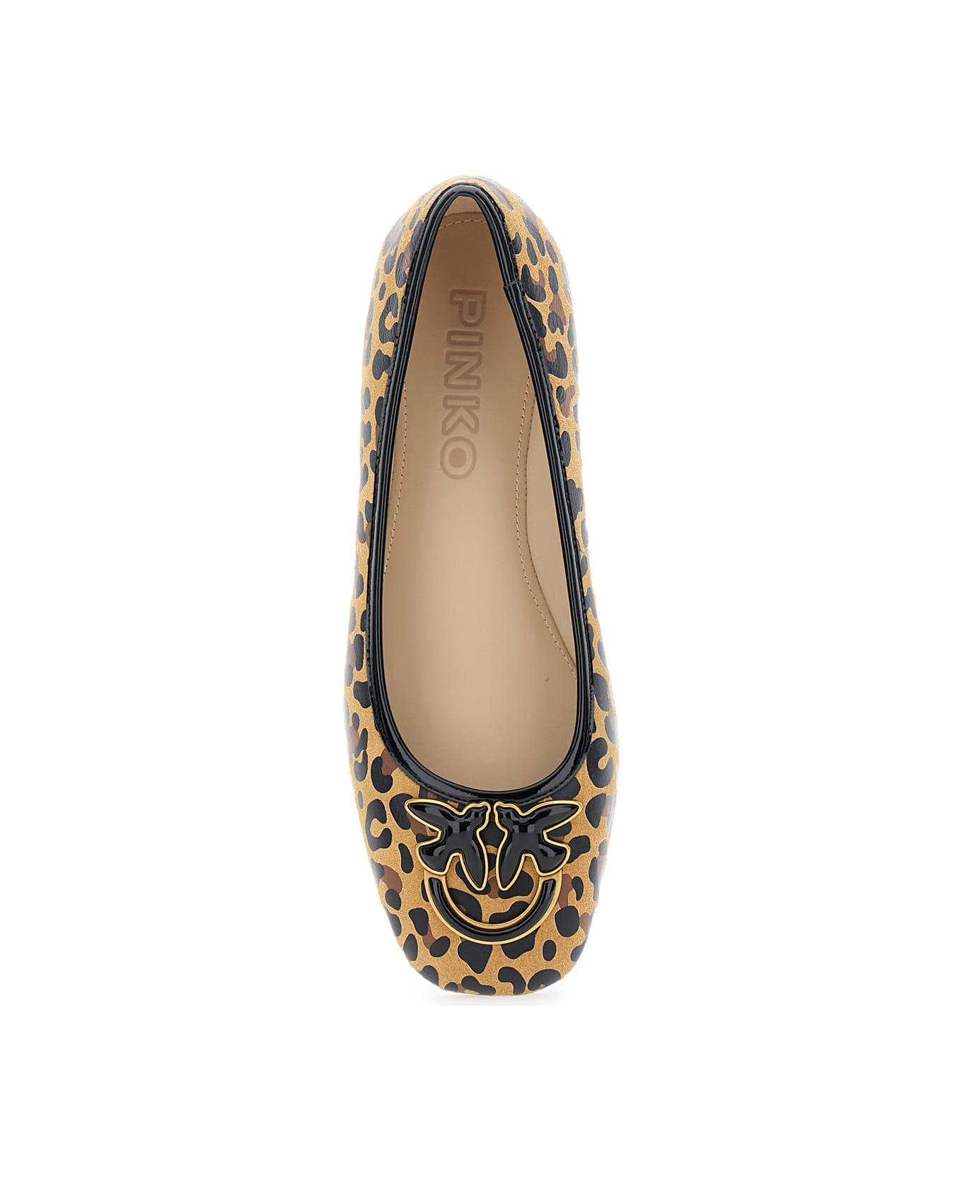 'max' Multicolor Ballet Shoes With Logo Love Birds Diamond Cut On The Front And Leopard Motif In Sue - 4