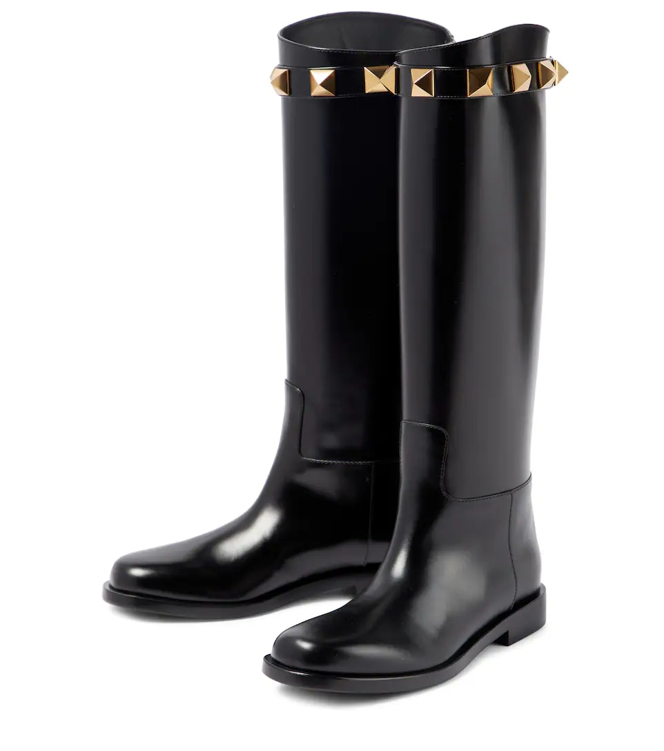 Roman Stud leather knee-high boots - 5