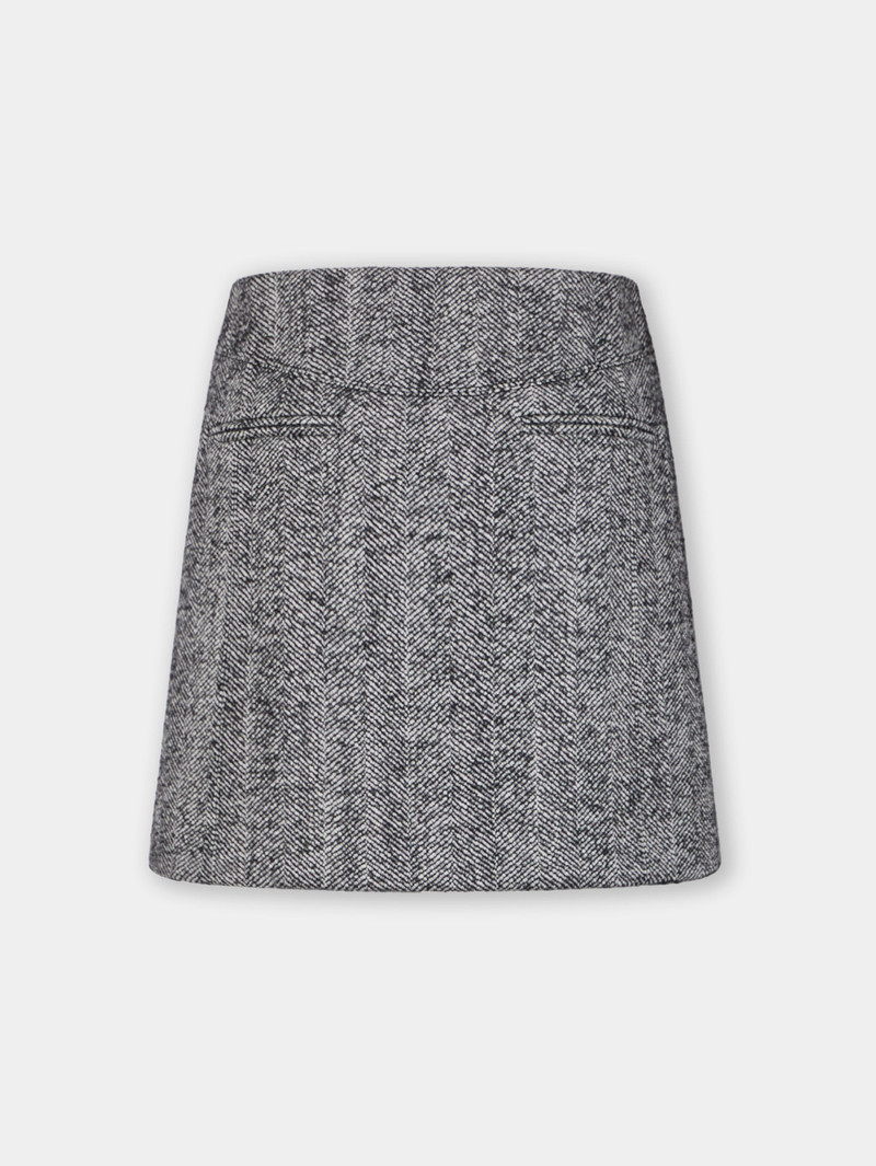 rabanne A-LINE MINI SKIRT IN HERRINGBONE WOOL outlook