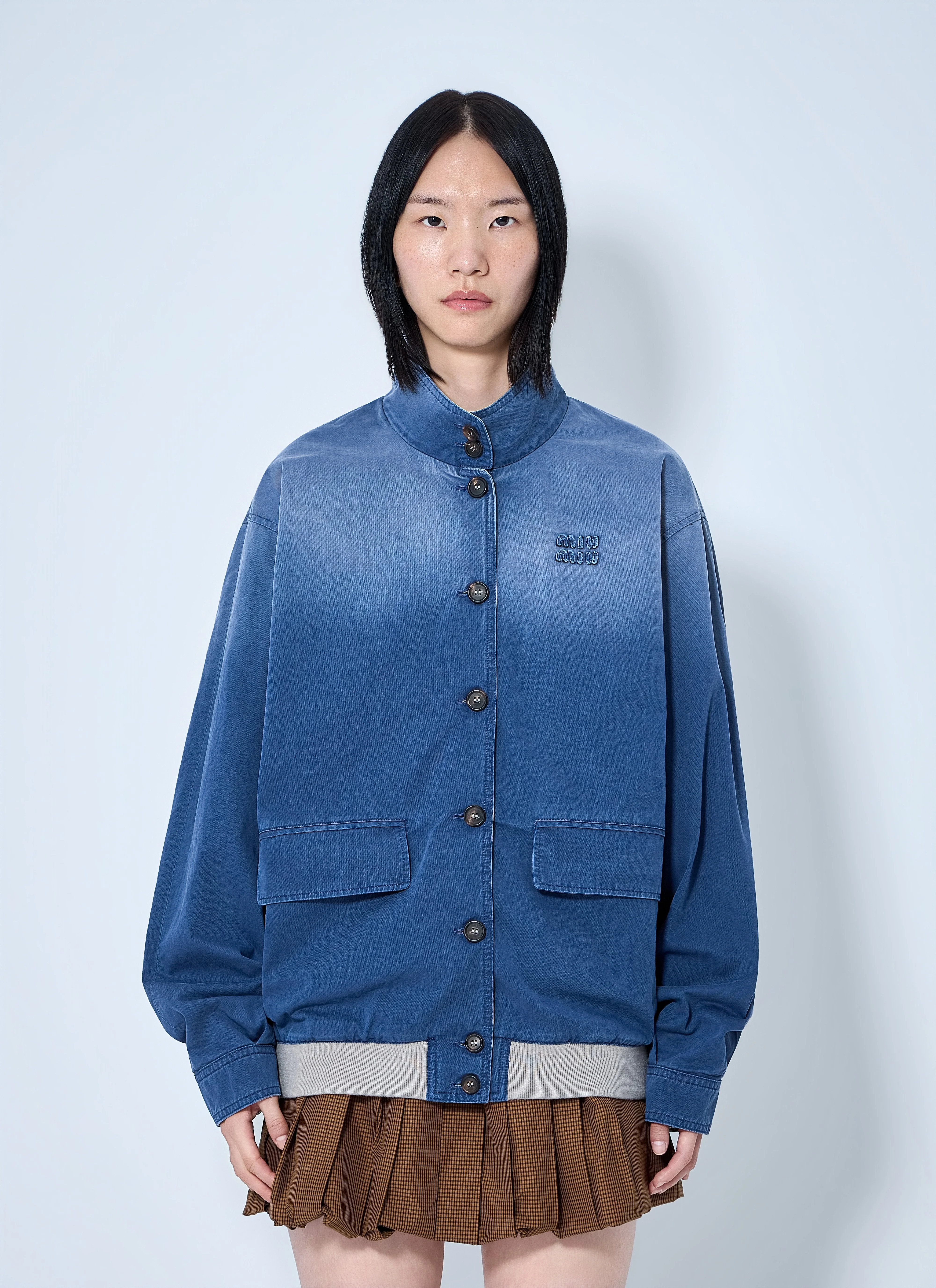 Miu Miu Women Old Washed Twill Blouson Jacket - 1