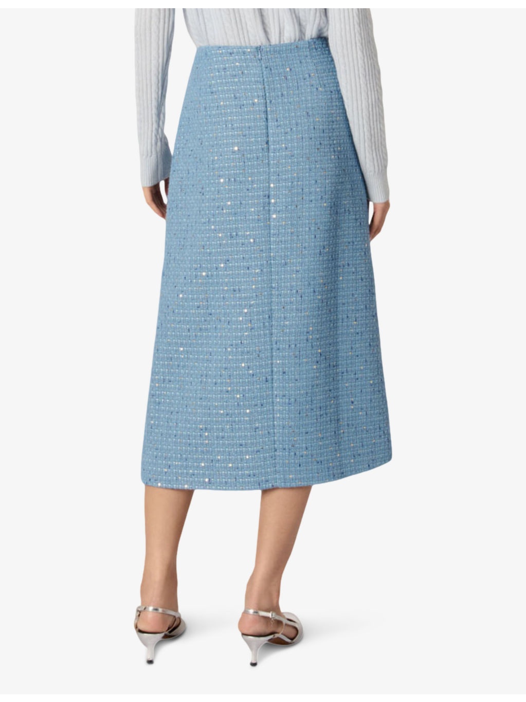 Side-pocket tweed woven midi skirt - 4