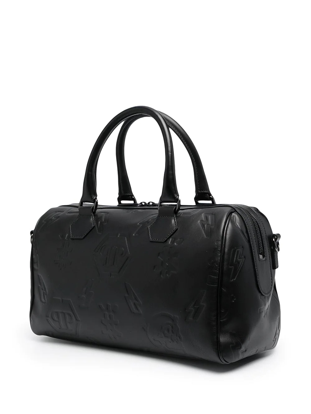 small debossed-motif leather holdall - 3