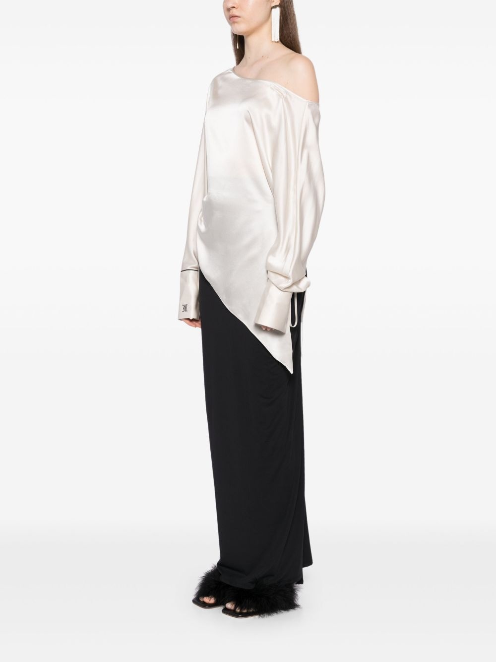 off-shoulder silk blouse - 3