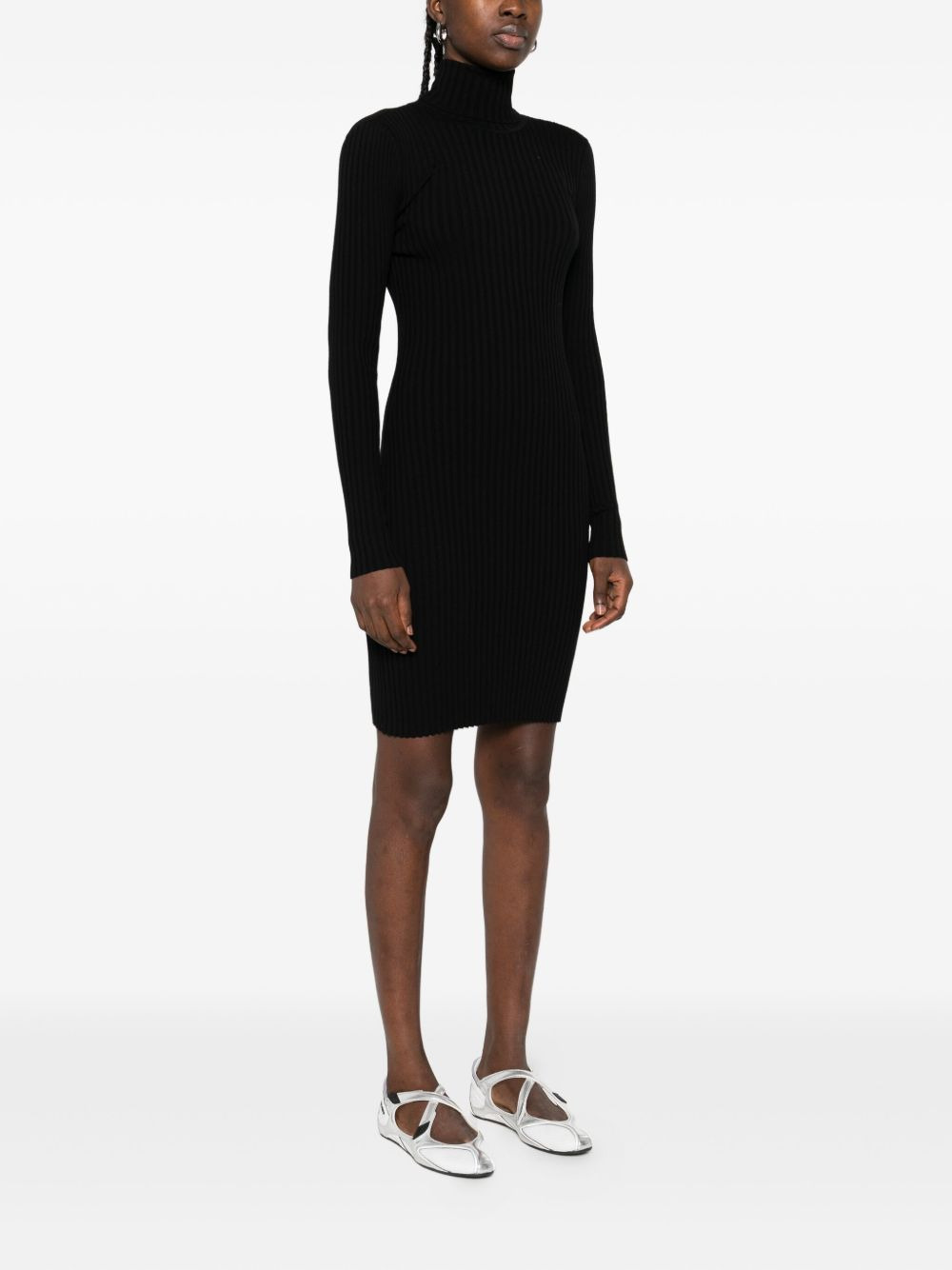 ribbed turtleneck dress - 3