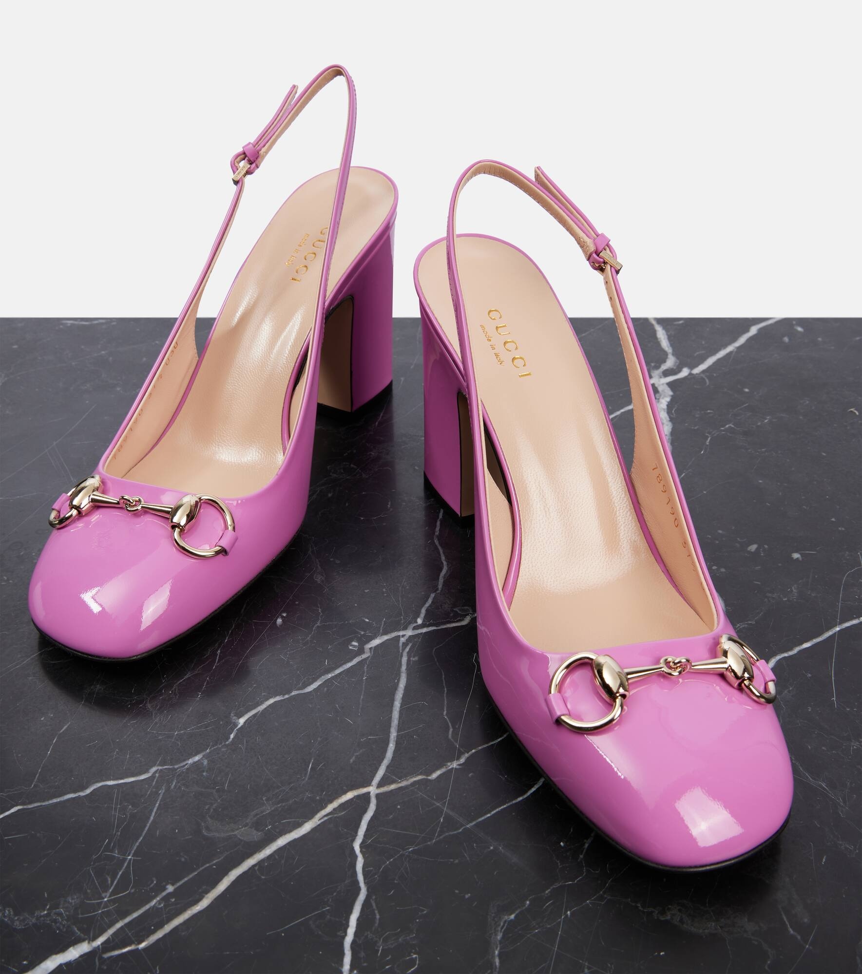 Horsebit patent leather slingback pumps - 6