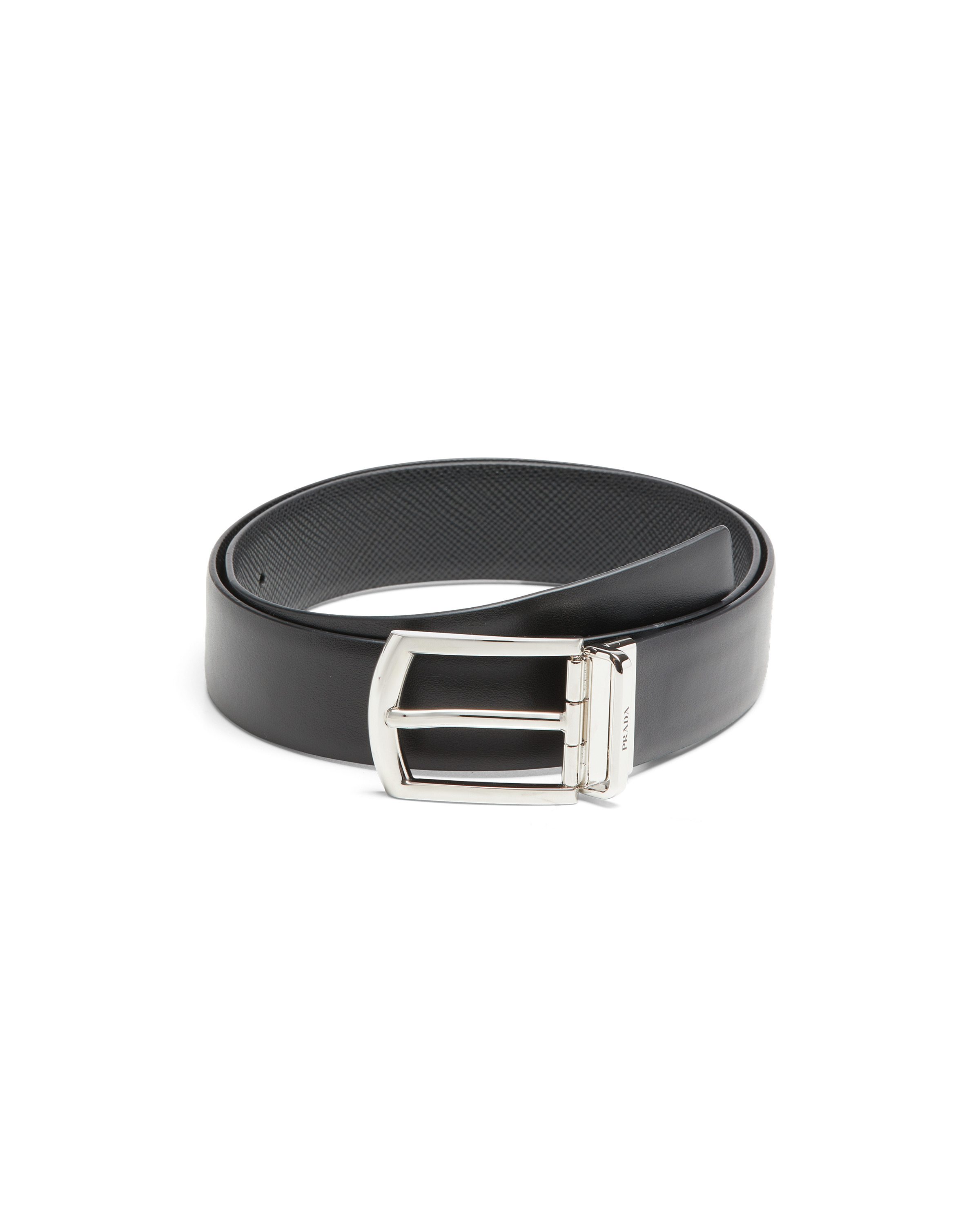 Reversible Saffiano and leather belt - 1