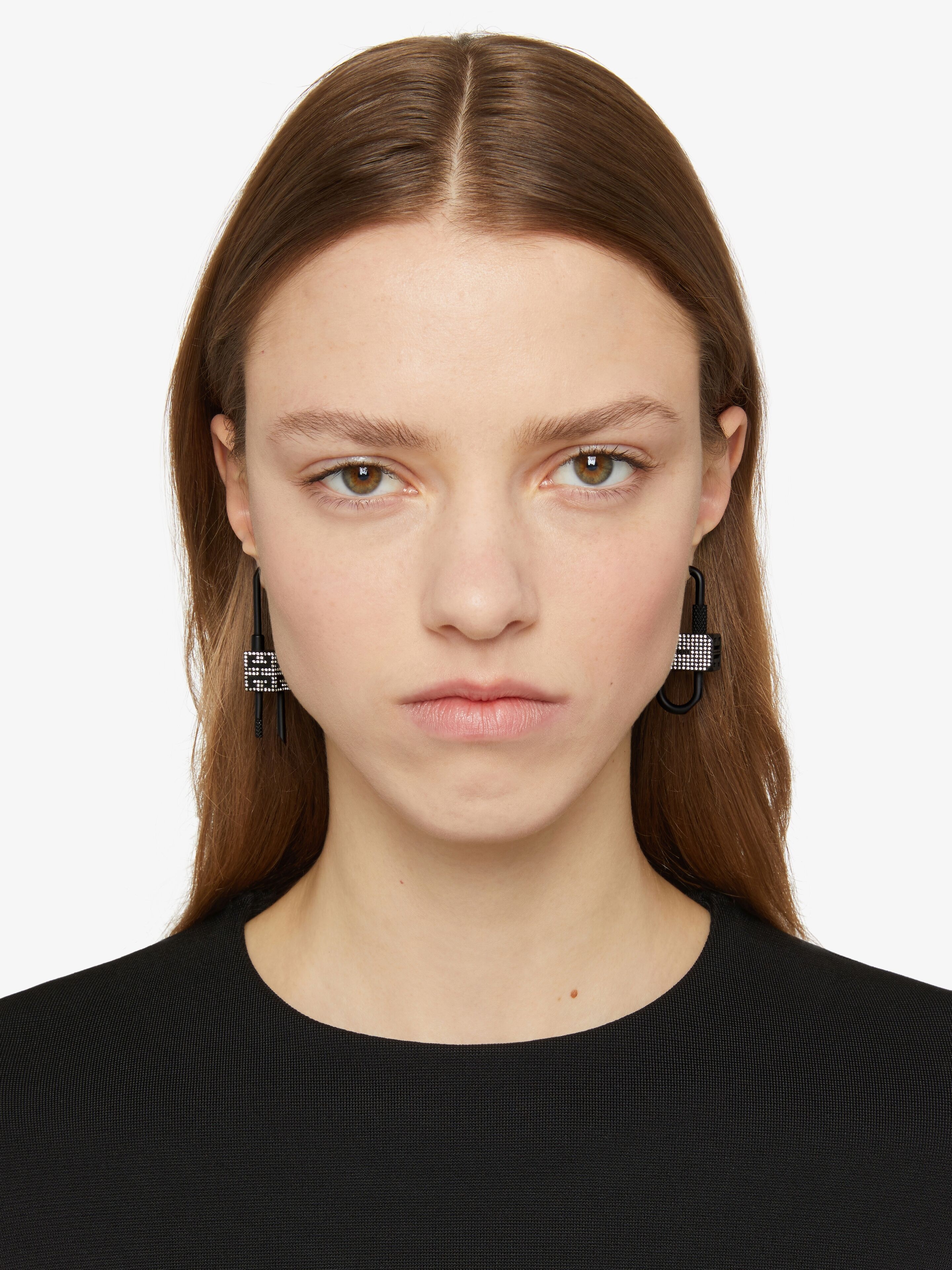 LOCK ASYMETRICAL EARRINGS WITH CRYSTALS - 3