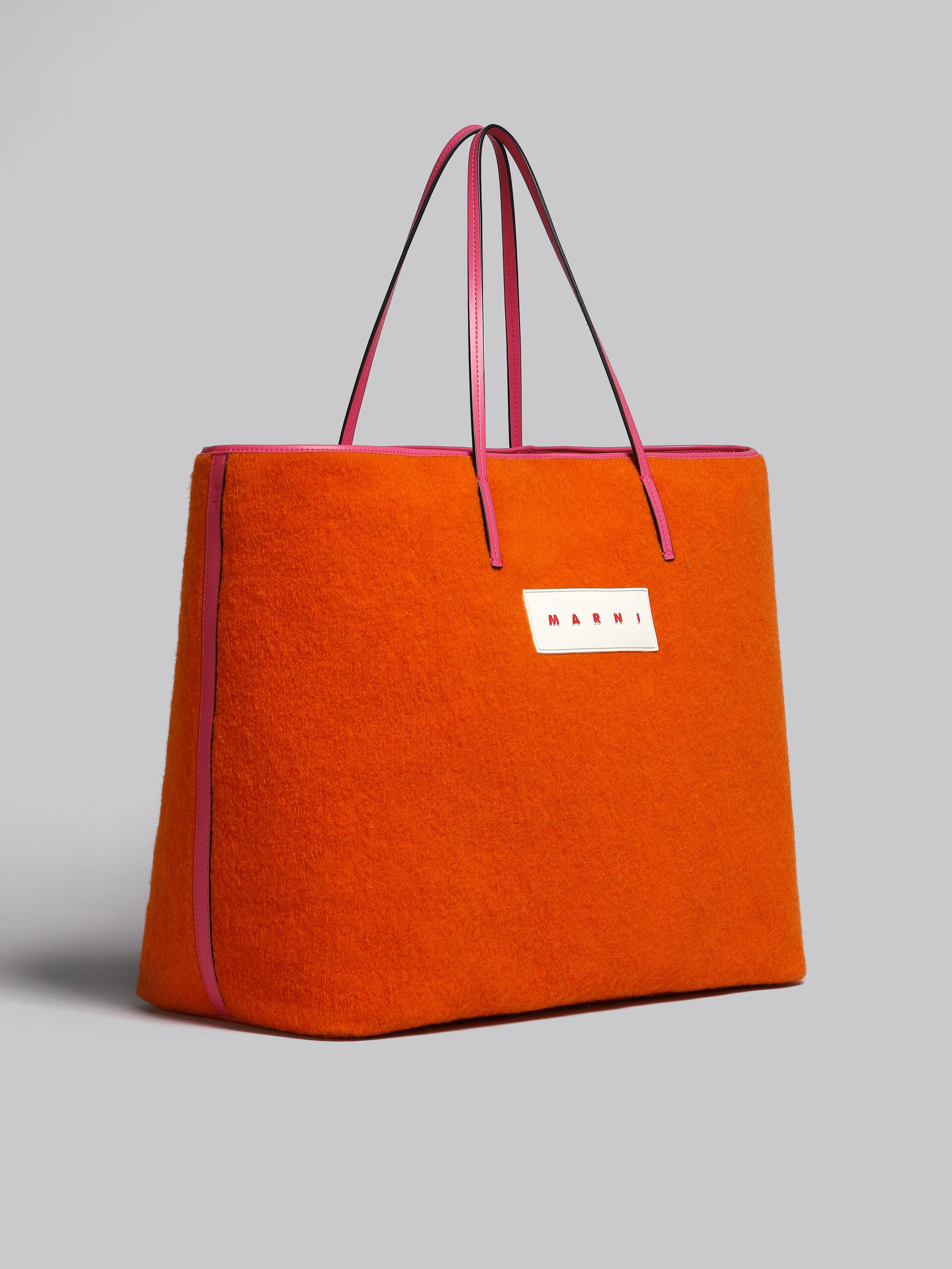 MEDIUM REVERSIBLE JANUS SHOPPING BAG IN ORANGE FELT AND COTTON - 6