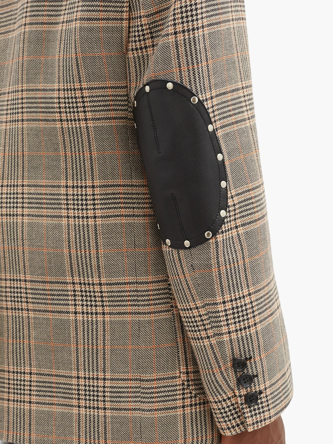 Single-breasted elbow-patch checked tweed blazer - 4