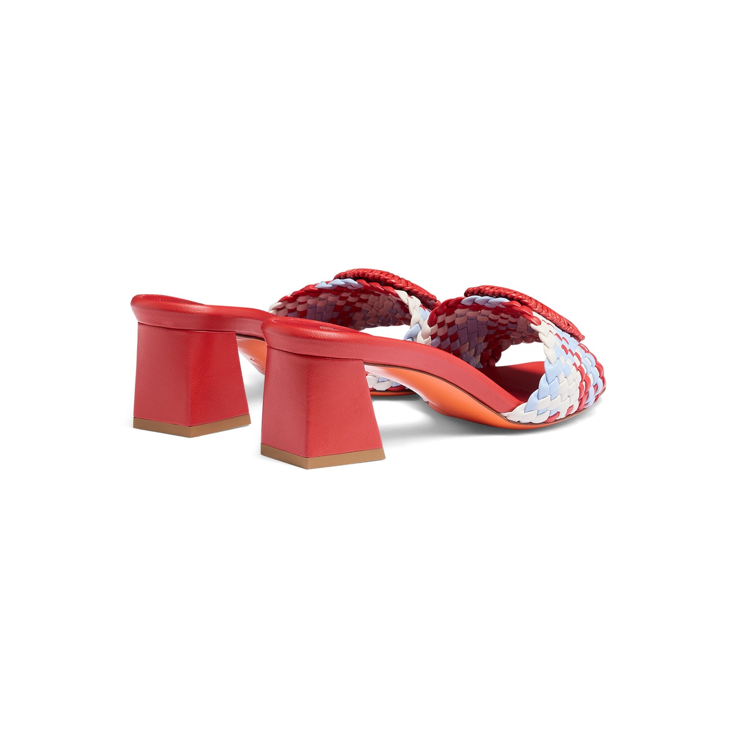 Women's multicolor woven leather mid-heel sandal - 4