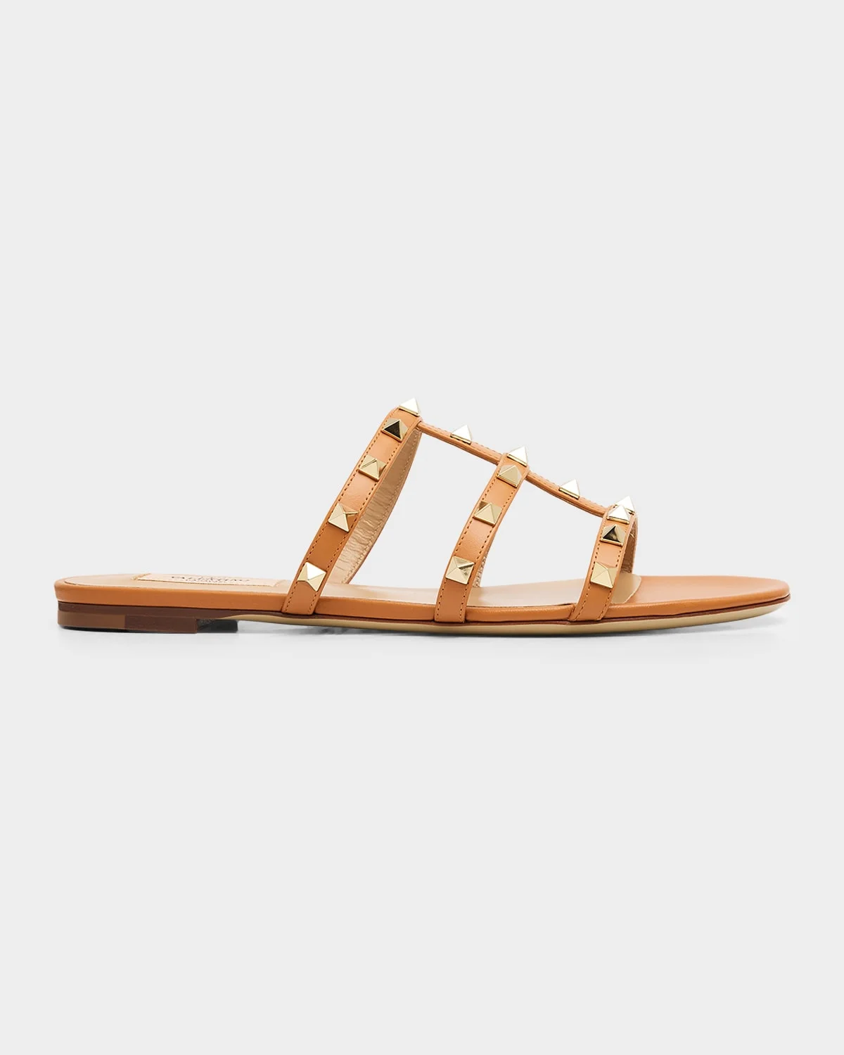 Rockstud Caged Leather Flat Slide Sandals - 1