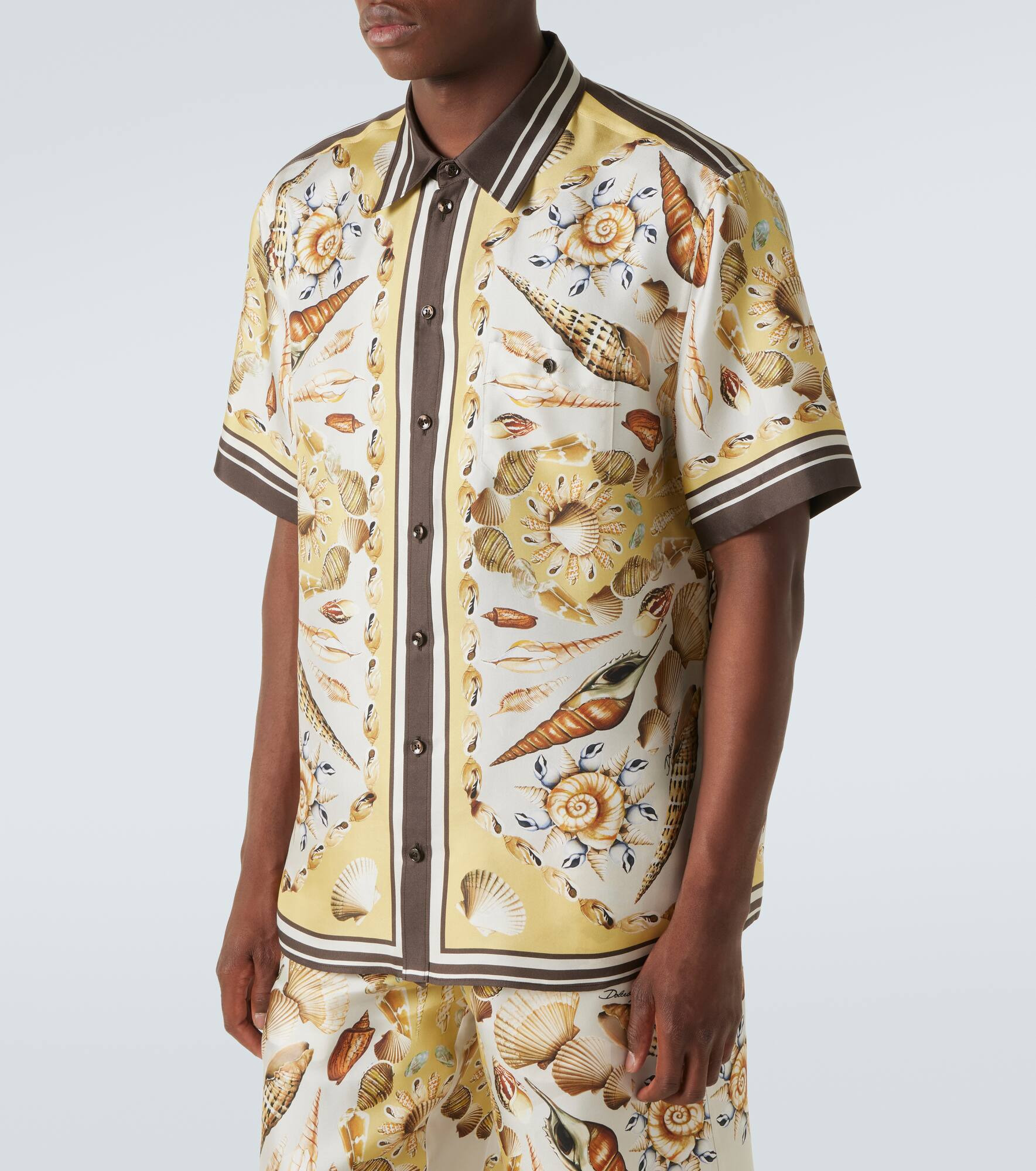 Printed silk twill bowling shirt - 3