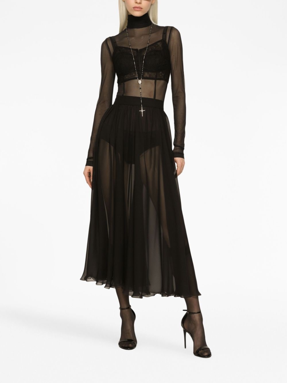 high-waisted pleated midi skirt - 2