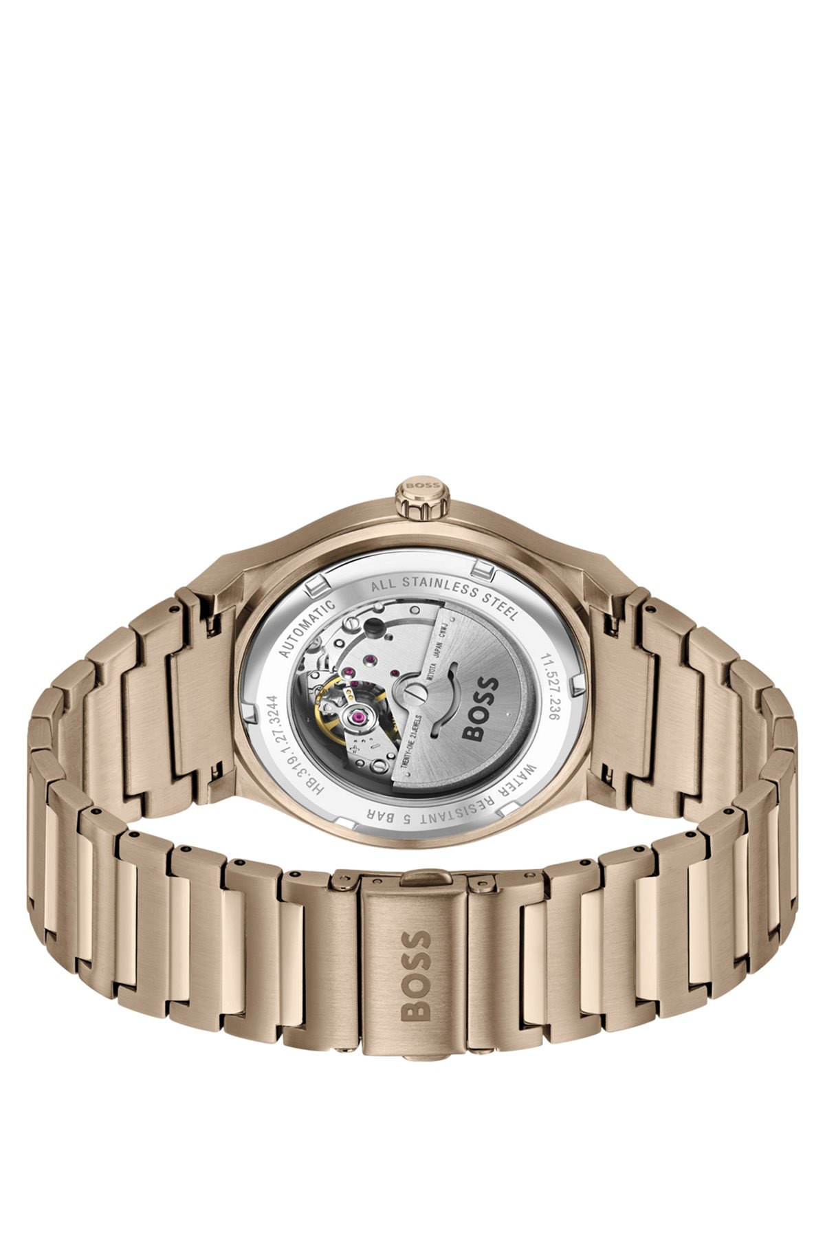 GOLD-TONE AUTOMATIC WATCH WITH GROOVED DIAL - 3