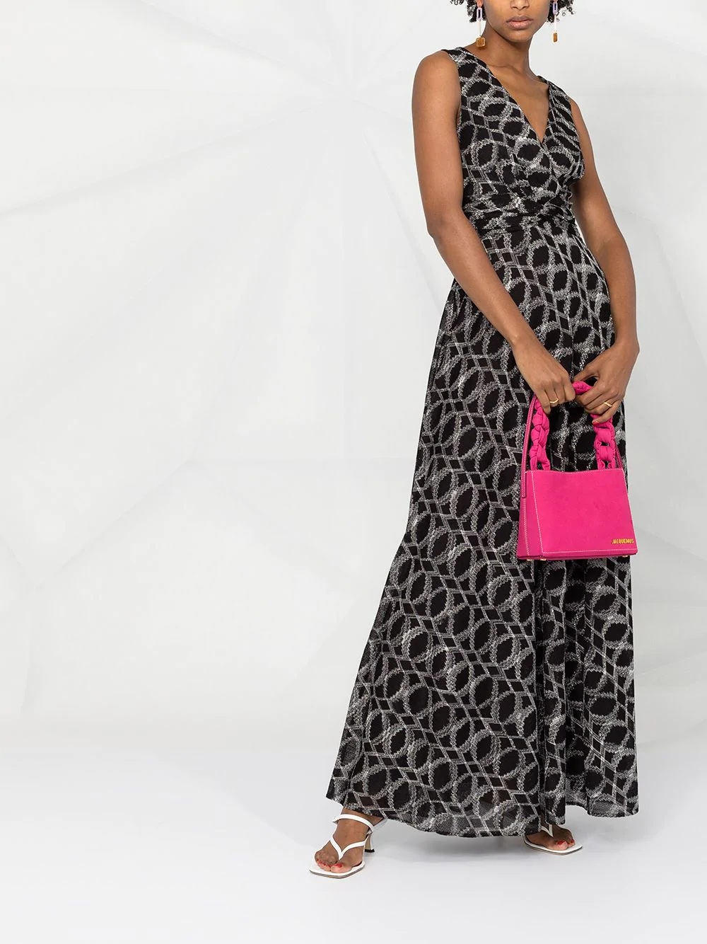 geometric print empire line gown - 2