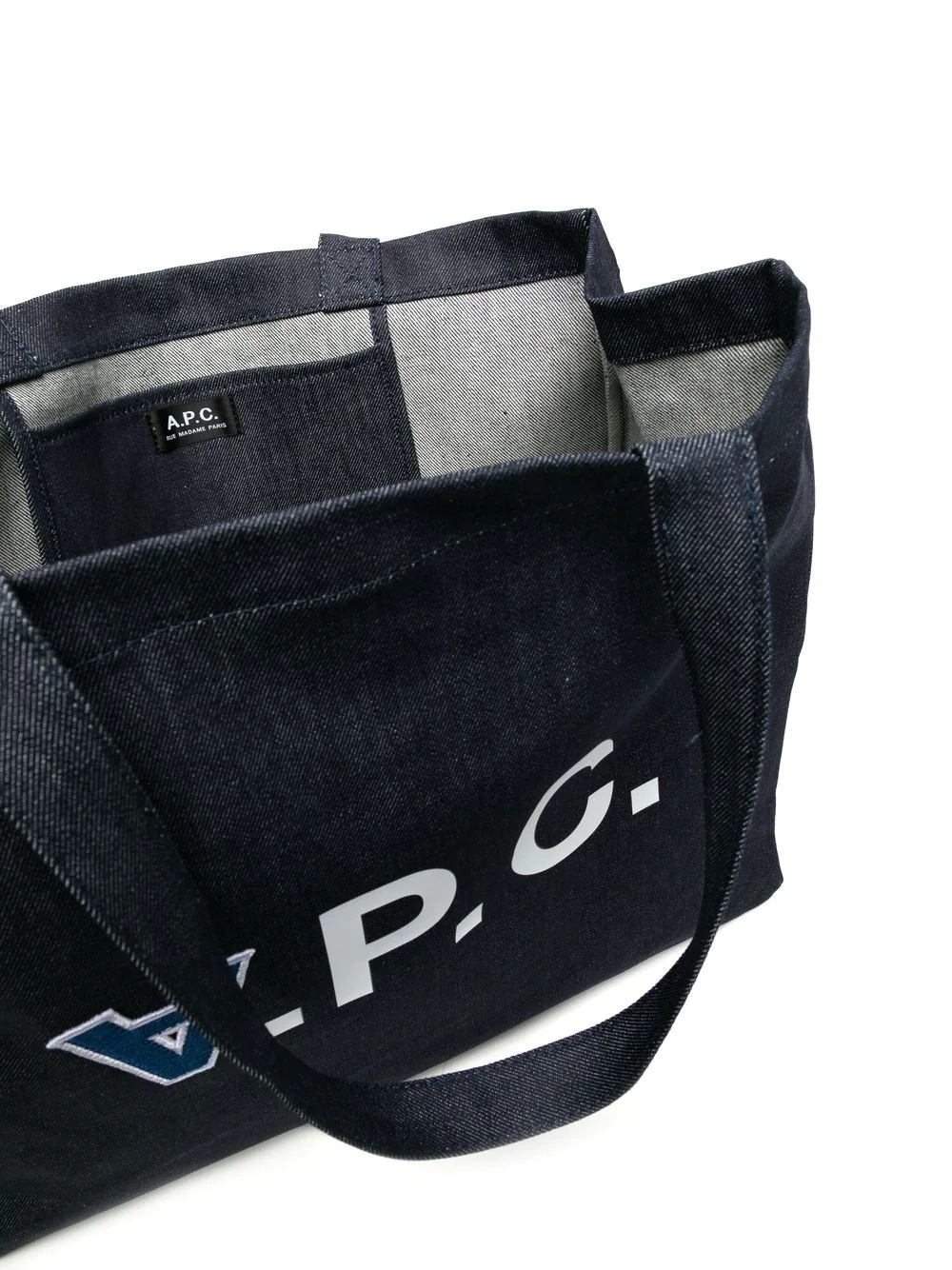 logo-print denim tote - 5