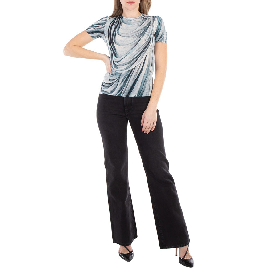 Rabanne Ladies Blue Drape T-Shirt - 4