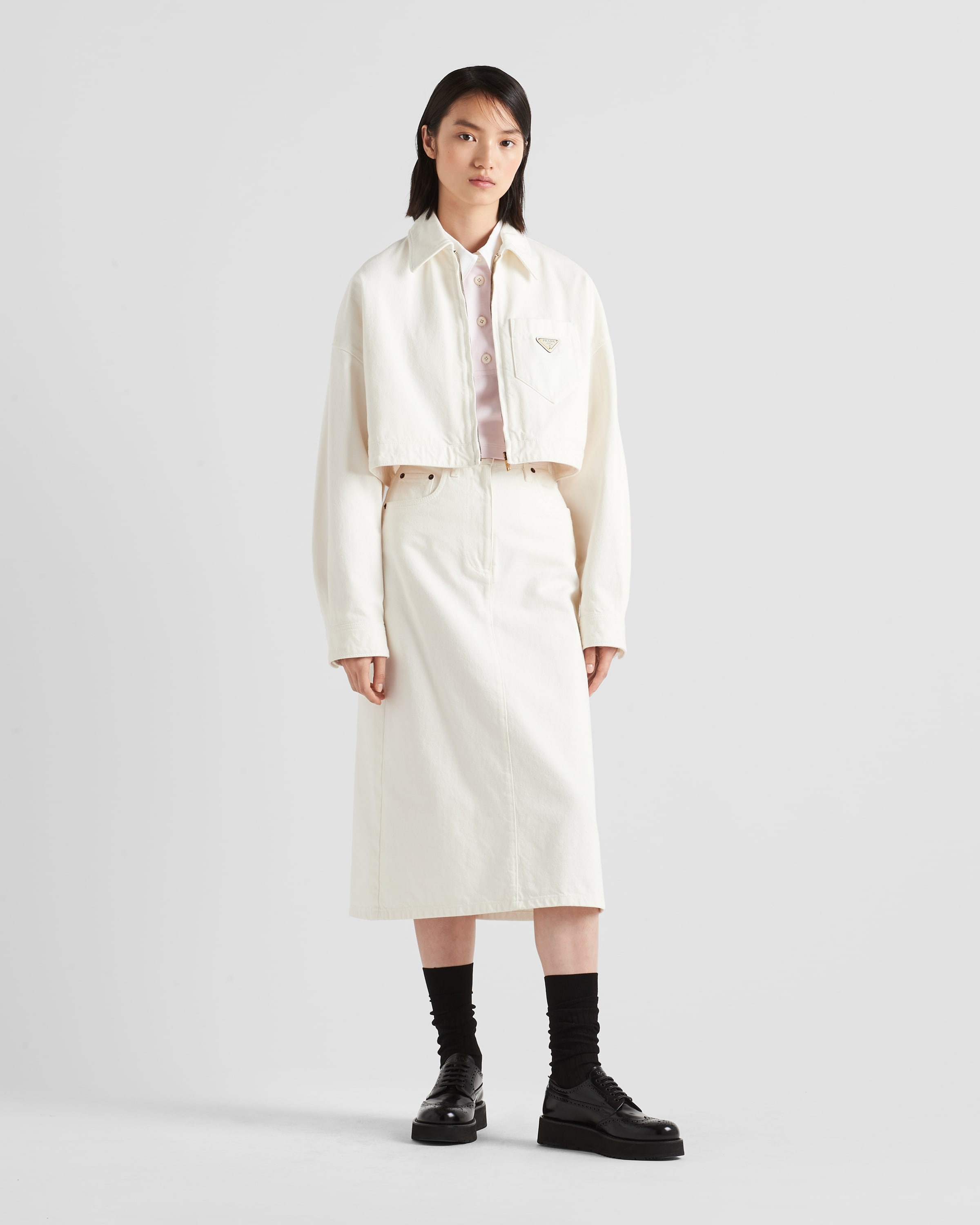 ブルゾン Prada White Cotton Reversible Jacket Cotton jacket in white - Prada | Mytheresa