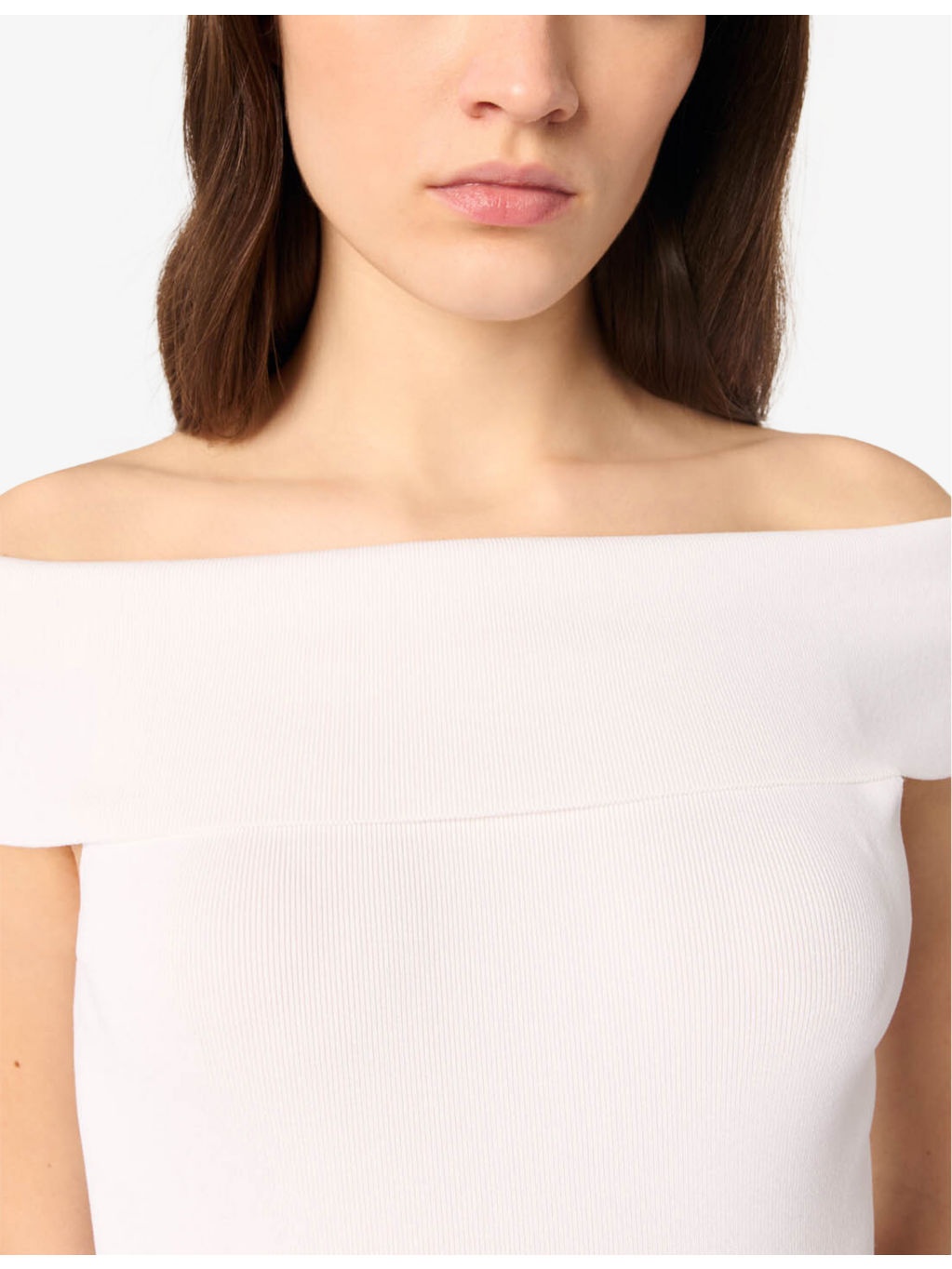 Bardot-Neck Slim-Fit Stretch-Woven Top - 5