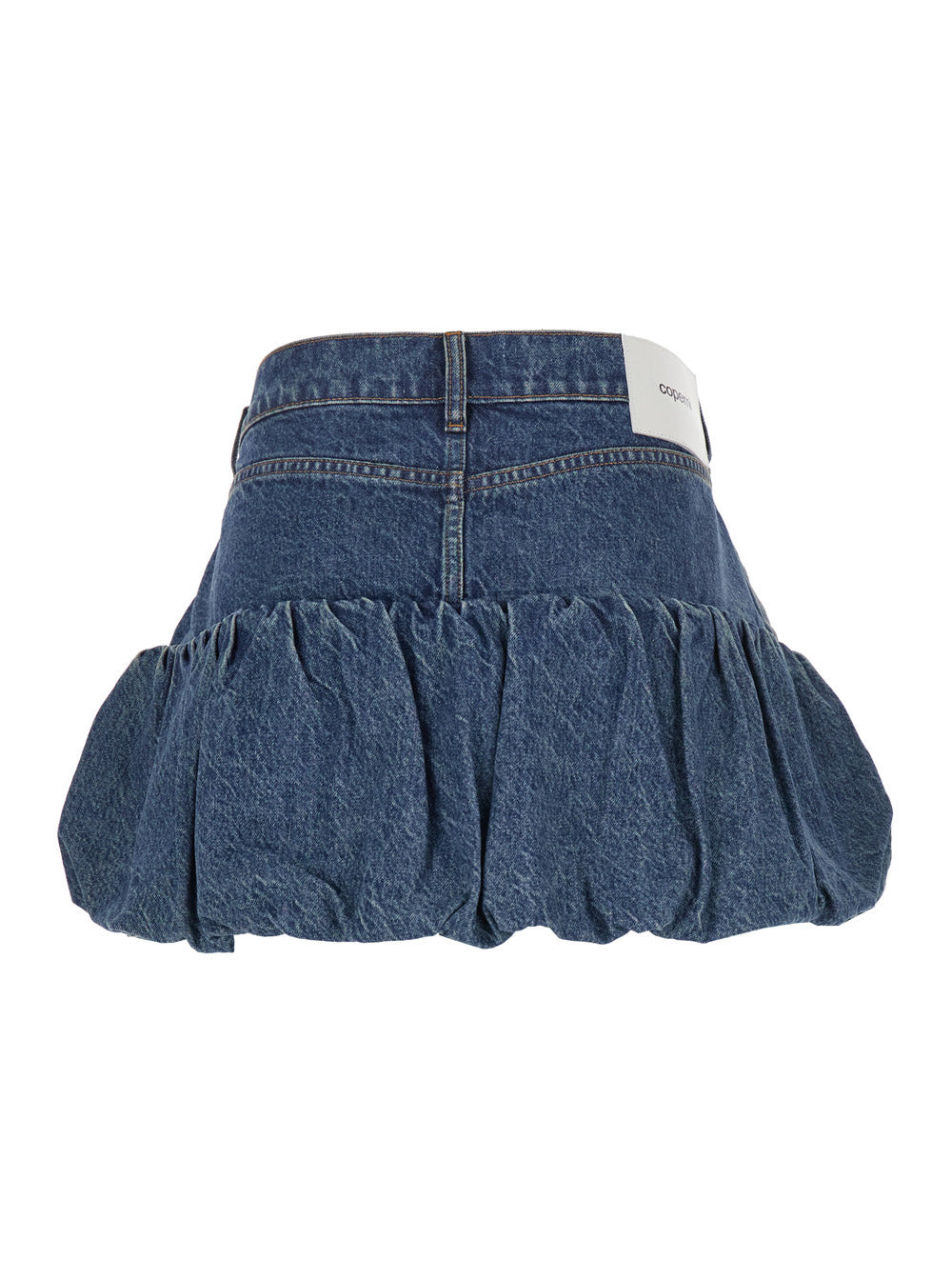 Coperni Women Blue Miniskirt With Logo Patch On The Rear And Gathered Hem In Denim Woman - 2