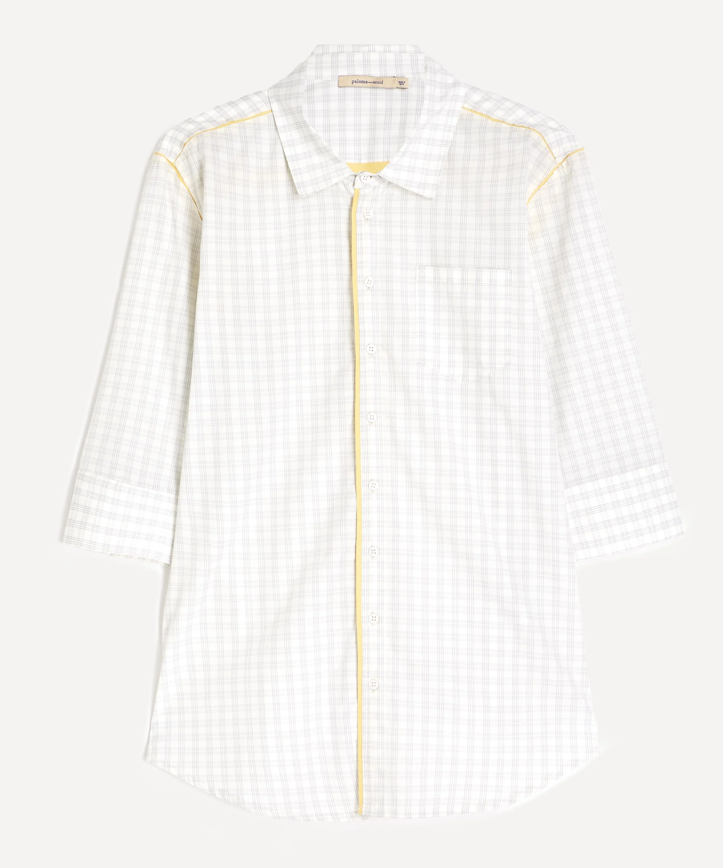 Salina Grey Elbow-Length Cotton Shirt - 1
